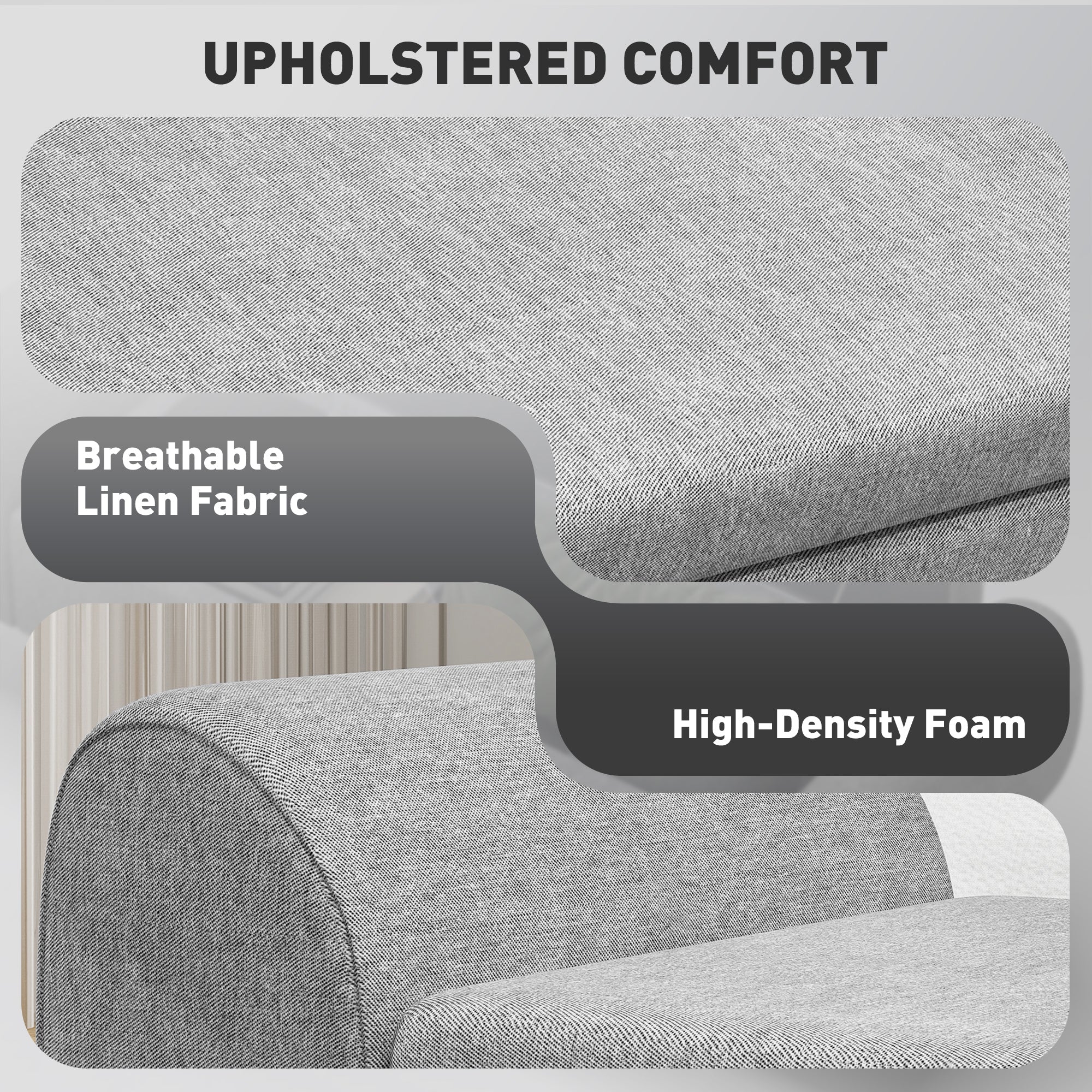 HOMCOM Storage Ottoman With Armrest, Upholstered Linen Storage Bench - Image 6
