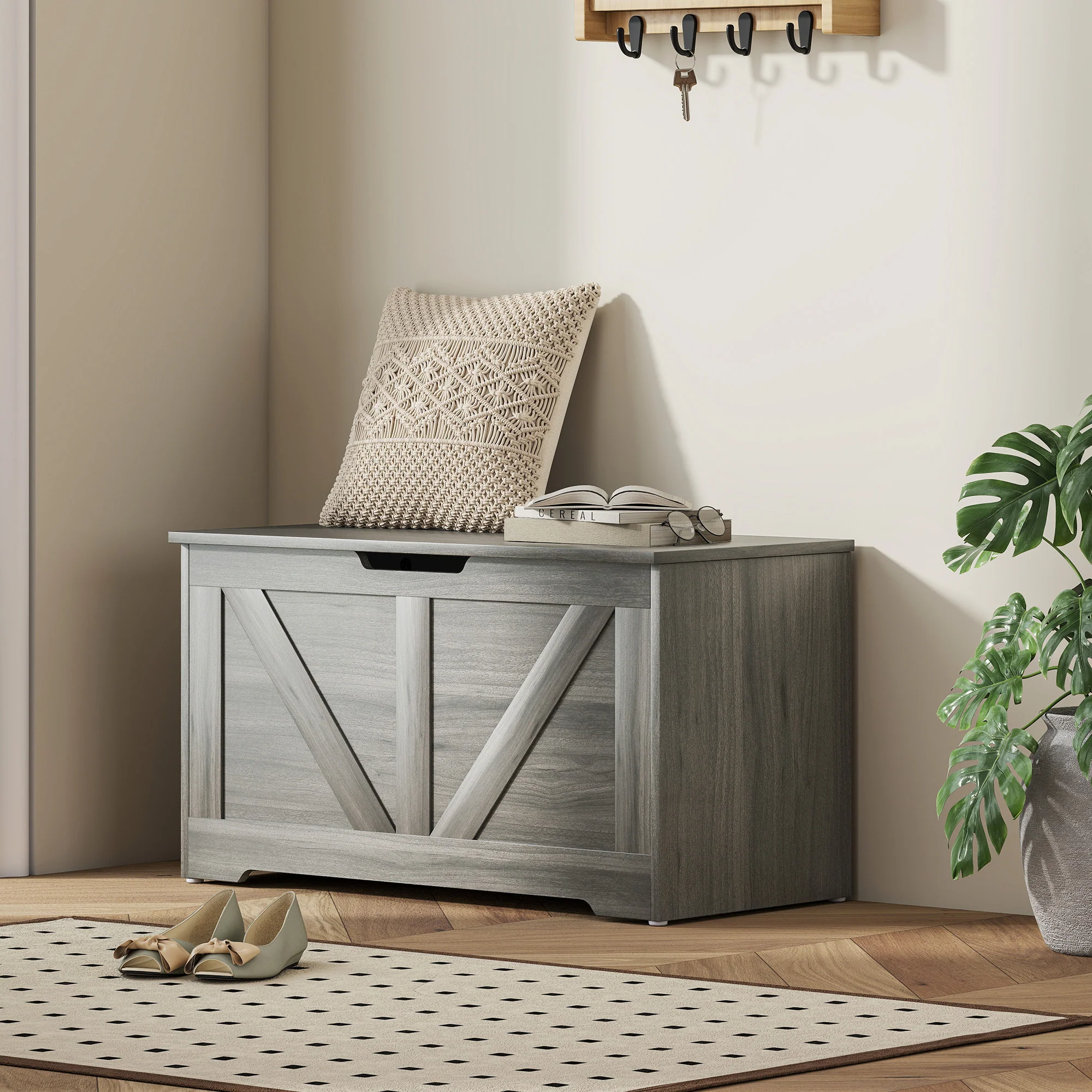 HOMCOM Storage Trunk For Living Room, With Safety Hinges 80cm - Image 11