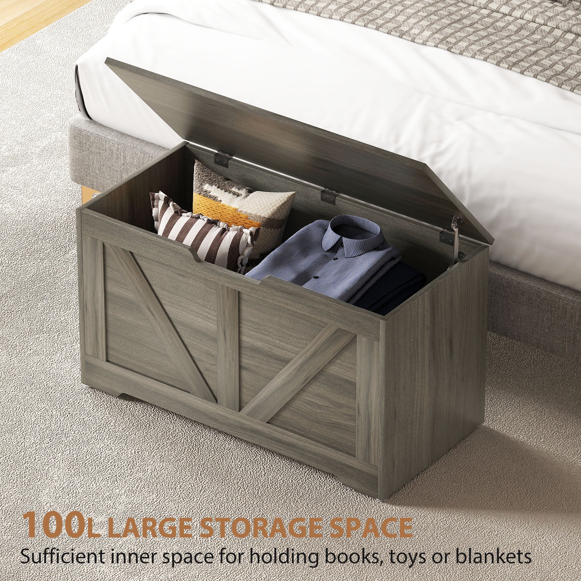 HOMCOM Storage Trunk For Living Room, With Safety Hinges 80cm - Image 12