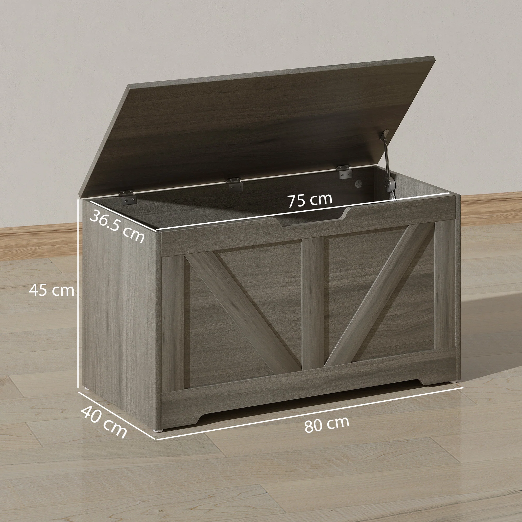 HOMCOM Storage Trunk For Living Room, With Safety Hinges 80cm - Image 14