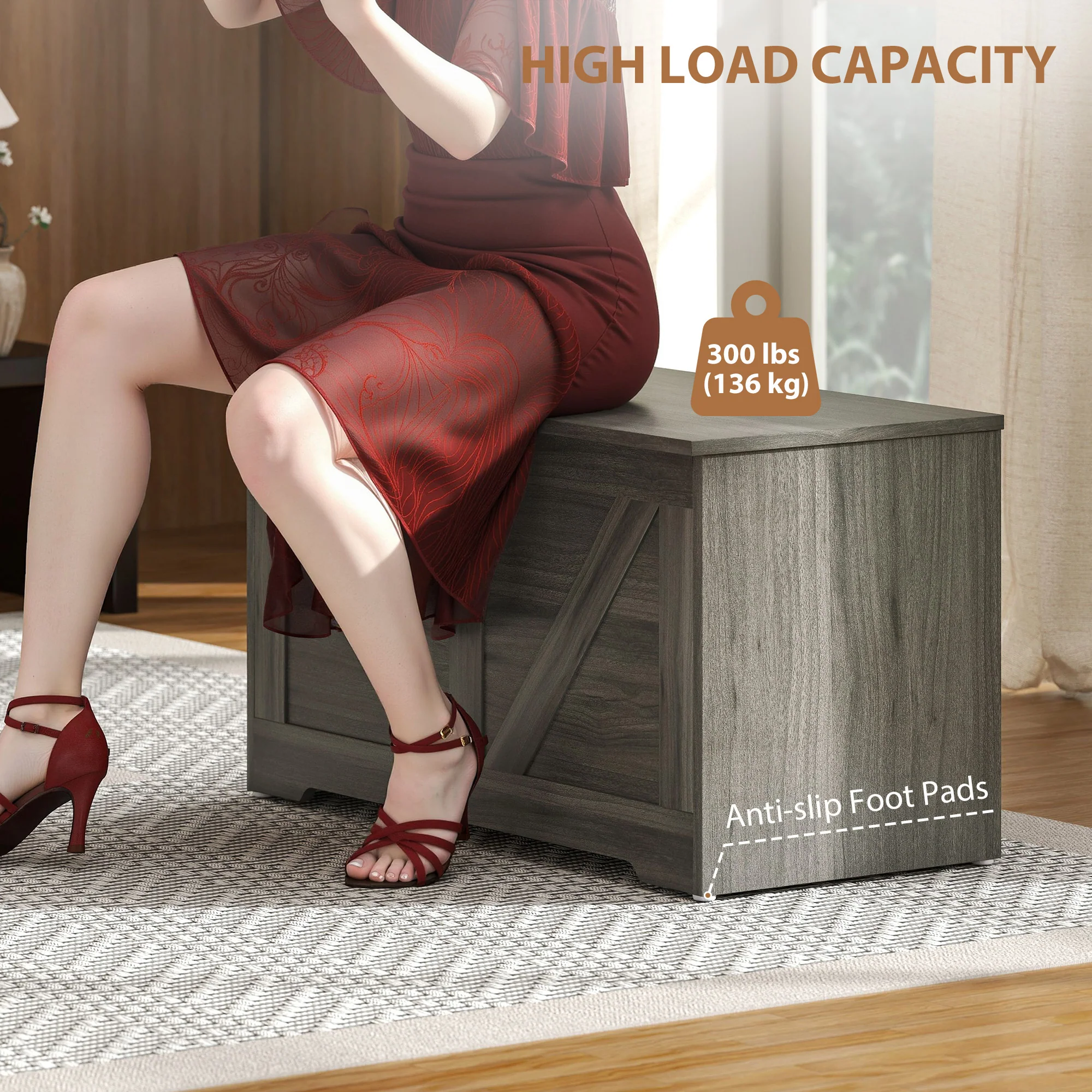 HOMCOM Storage Trunk For Living Room, With Safety Hinges 80cm - Image 16