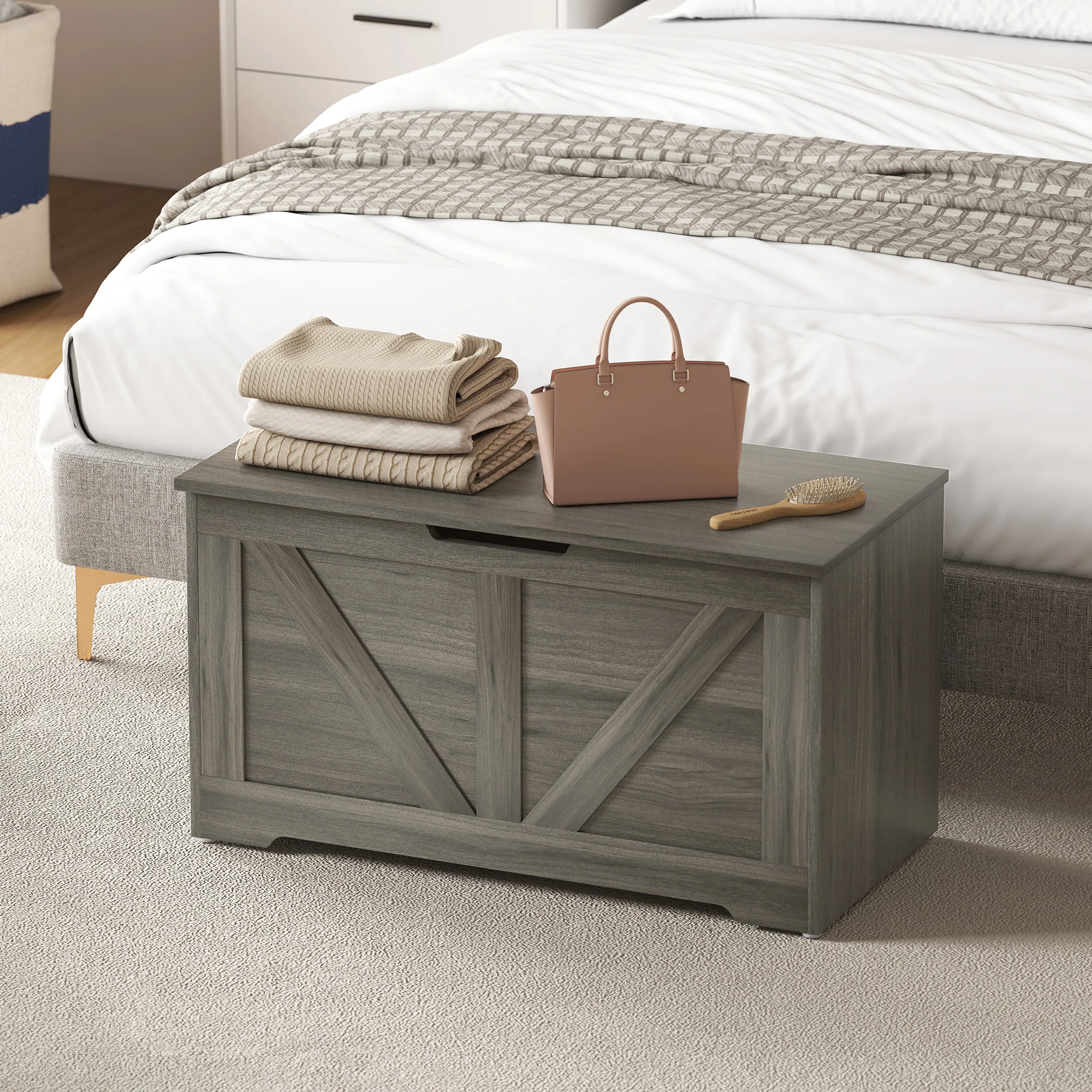 HOMCOM Storage Trunk For Living Room, With Safety Hinges 80cm - Image 17