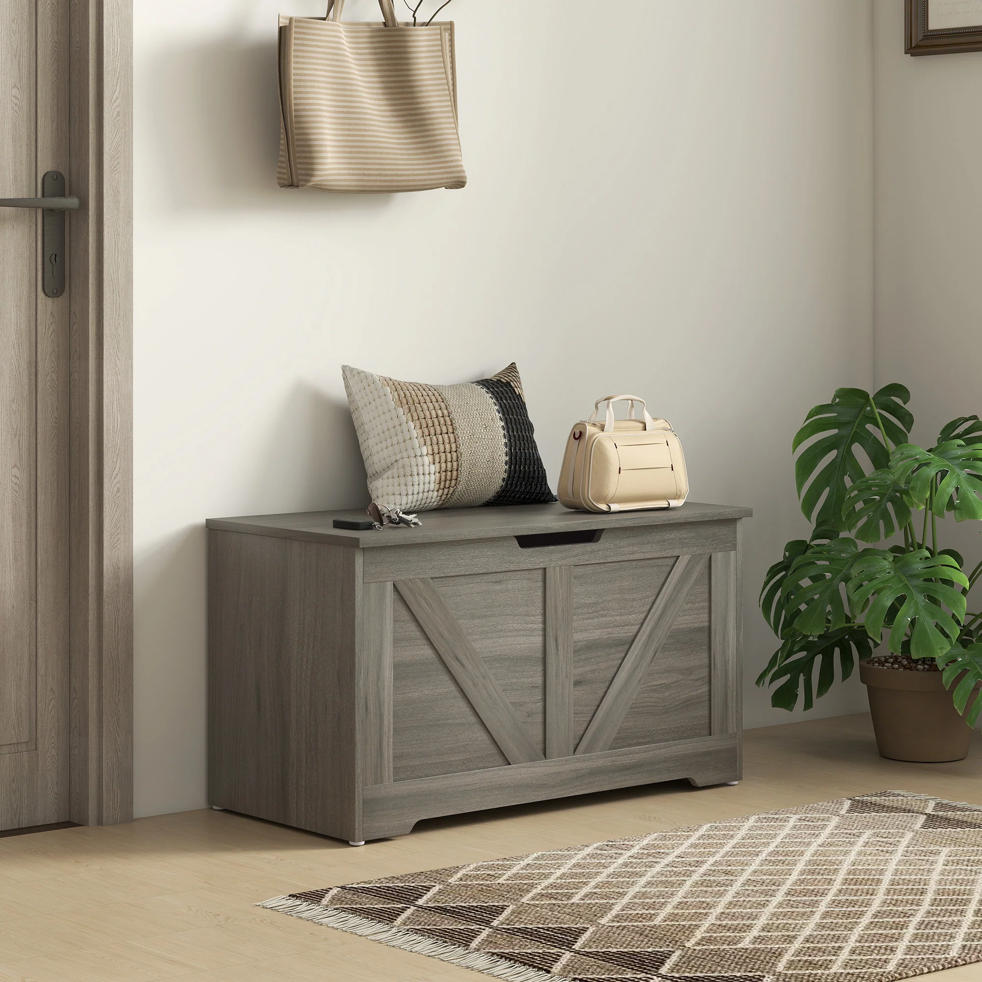 HOMCOM Storage Trunk For Living Room, With Safety Hinges 80cm - Image 18