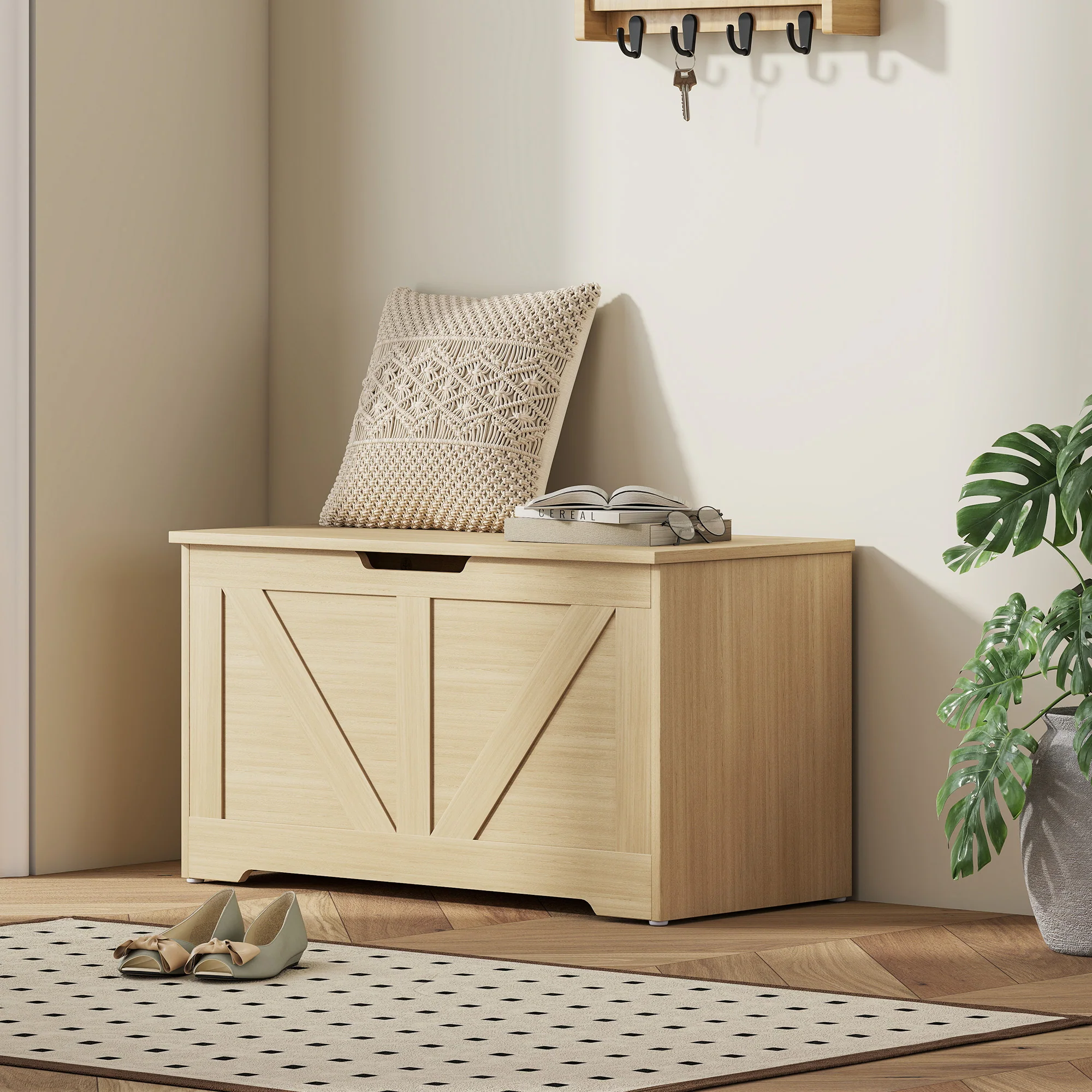 HOMCOM Storage Trunk For Living Room, With Safety Hinges 80cm - Image 20