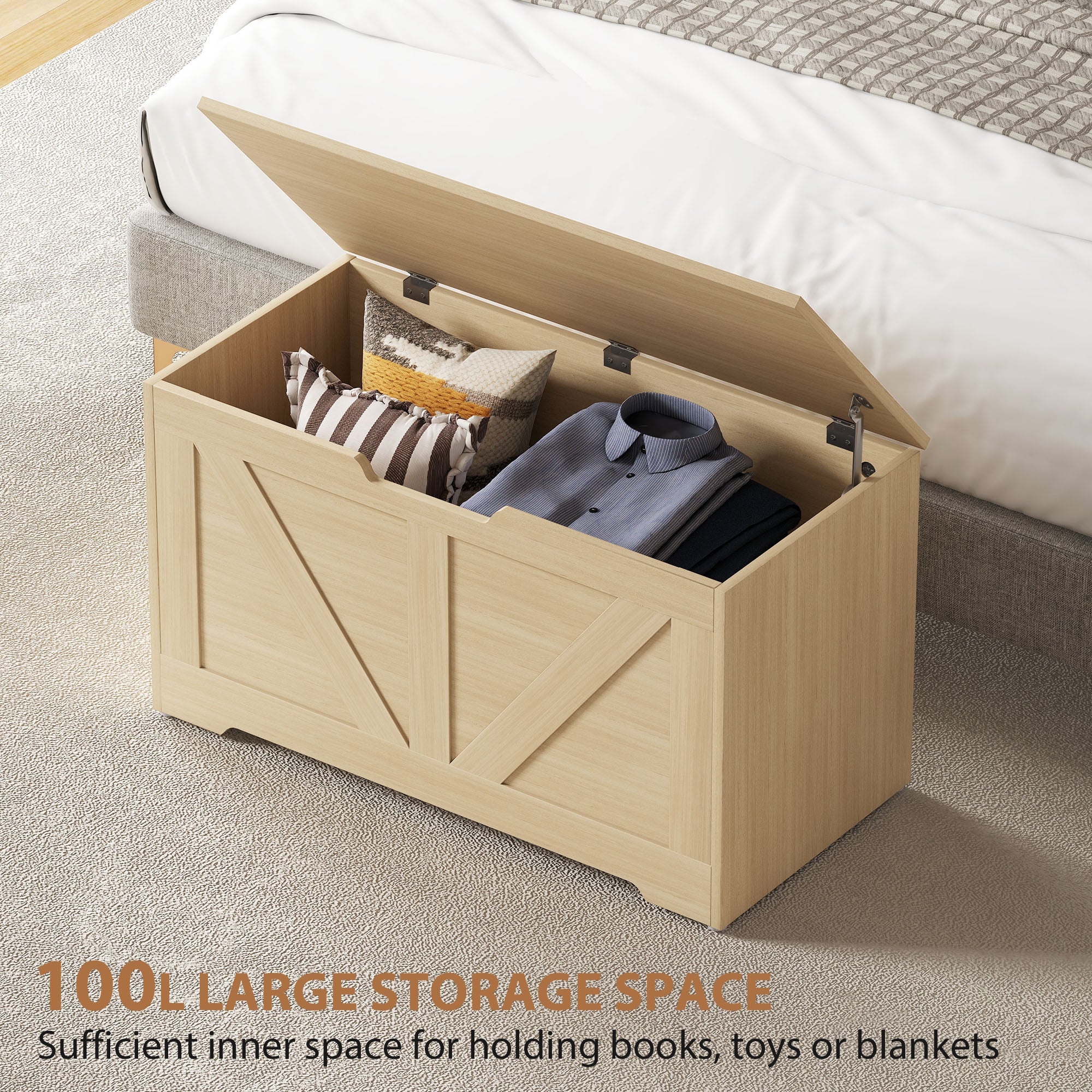 HOMCOM Storage Trunk For Living Room, With Safety Hinges 80cm - Image 21