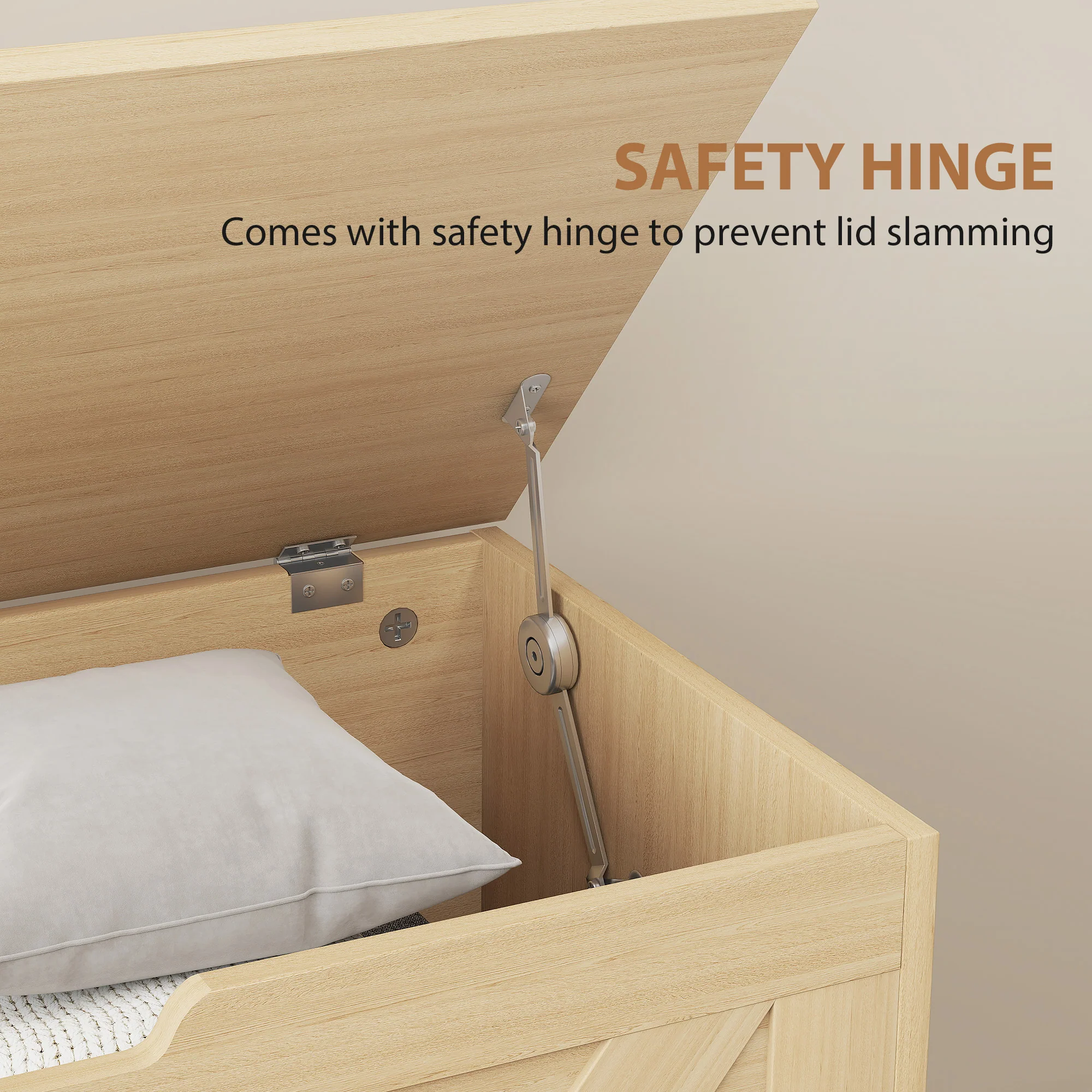 HOMCOM Storage Trunk For Living Room, With Safety Hinges 80cm - Image 22