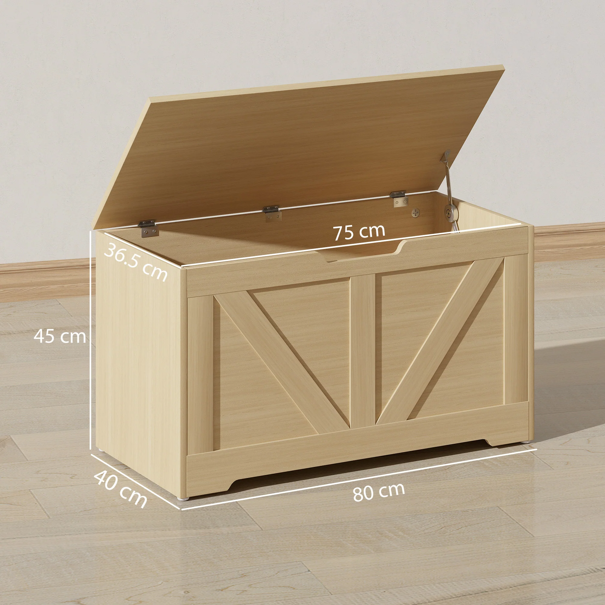 HOMCOM Storage Trunk For Living Room, With Safety Hinges 80cm - Image 23