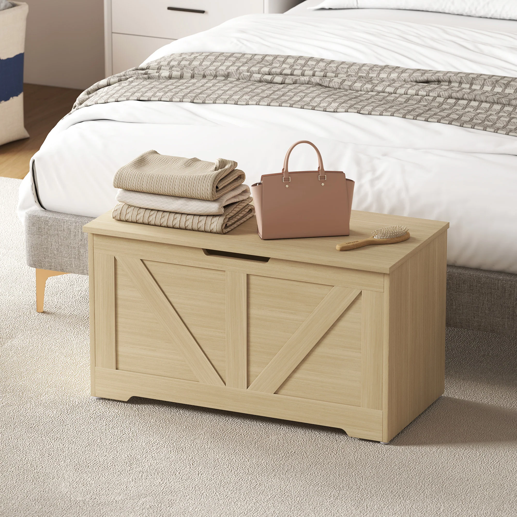 HOMCOM Storage Trunk For Living Room, With Safety Hinges 80cm - Image 26