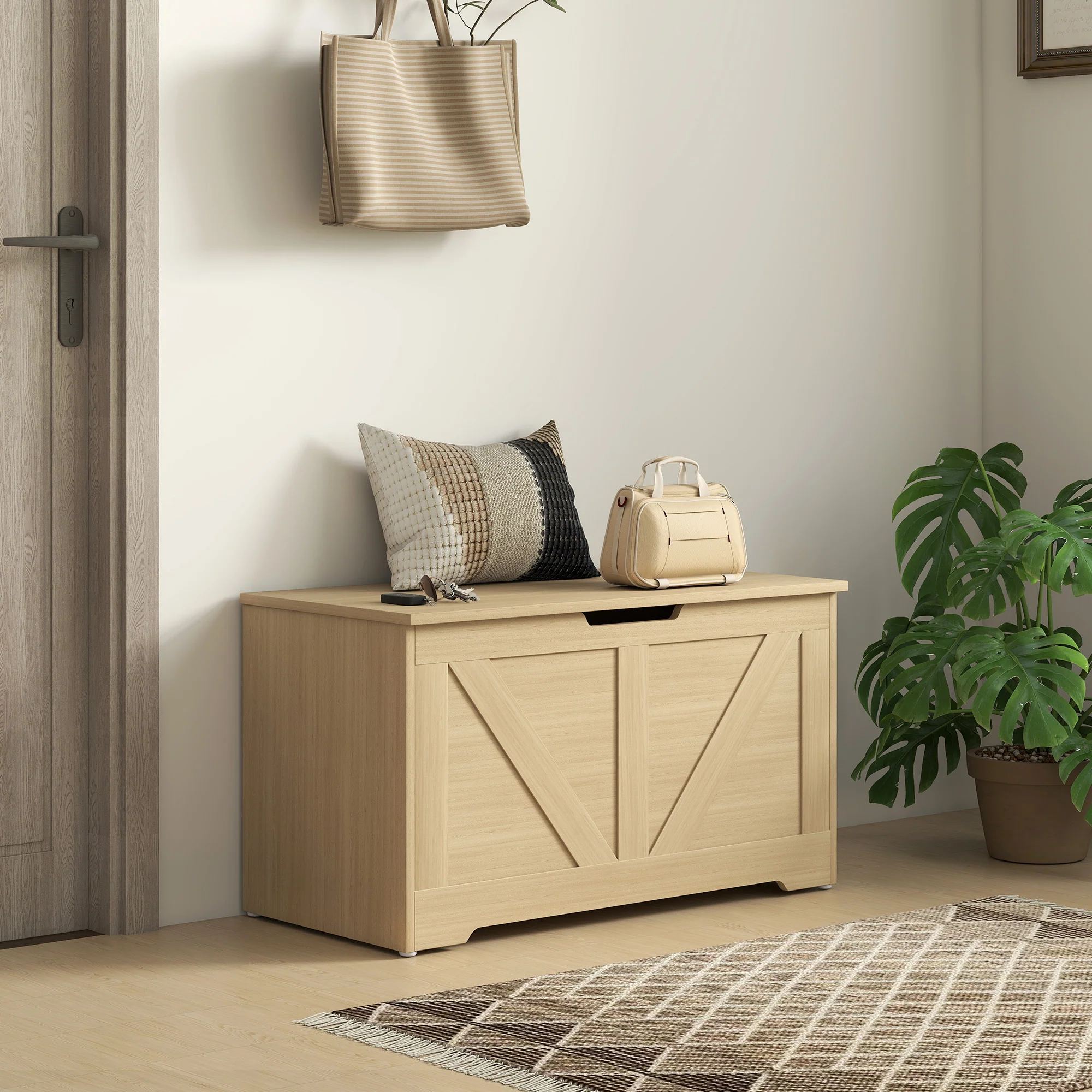 HOMCOM Storage Trunk For Living Room, With Safety Hinges 80cm - Image 27