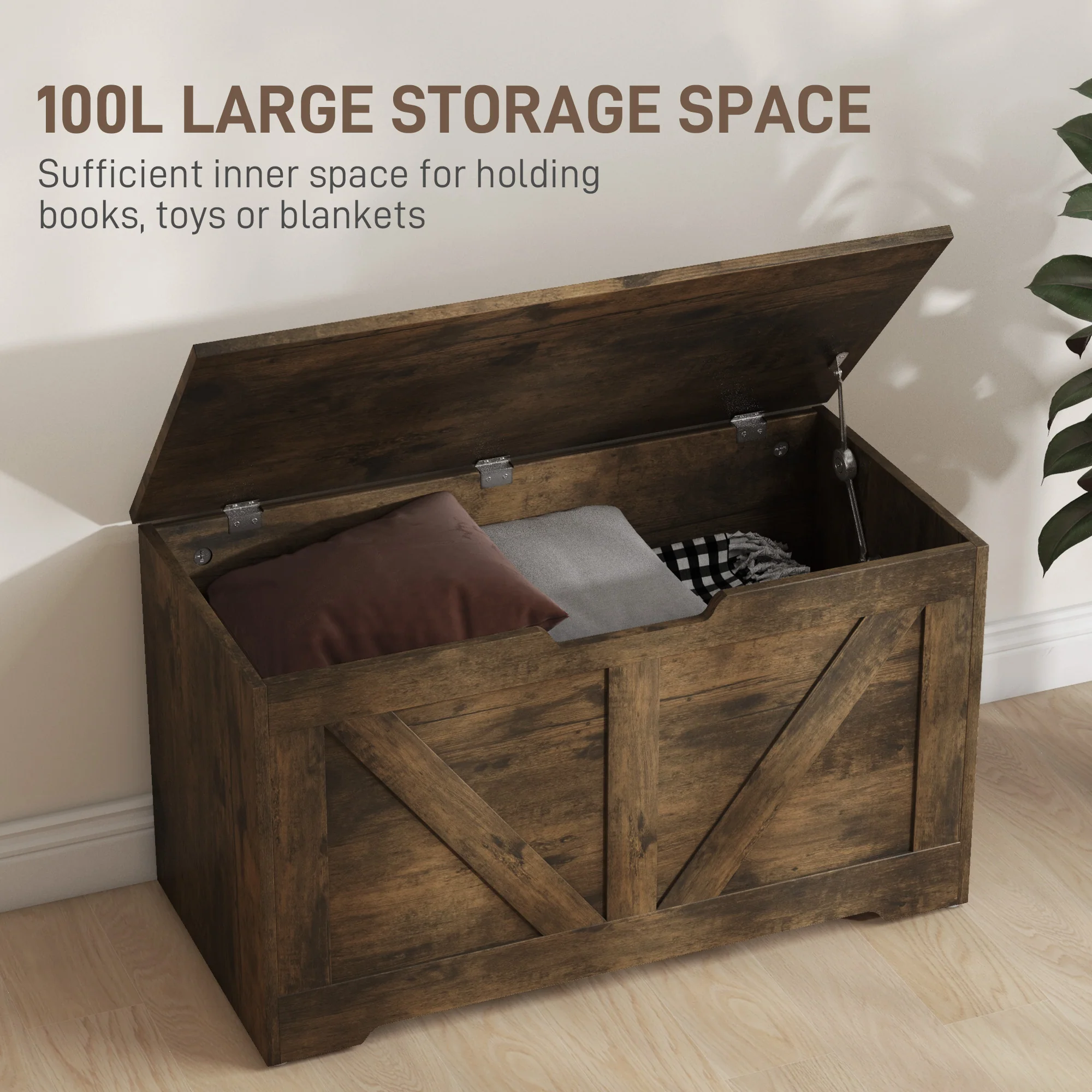 HOMCOM Storage Trunk For Living Room, With Safety Hinges 80cm - Image 30