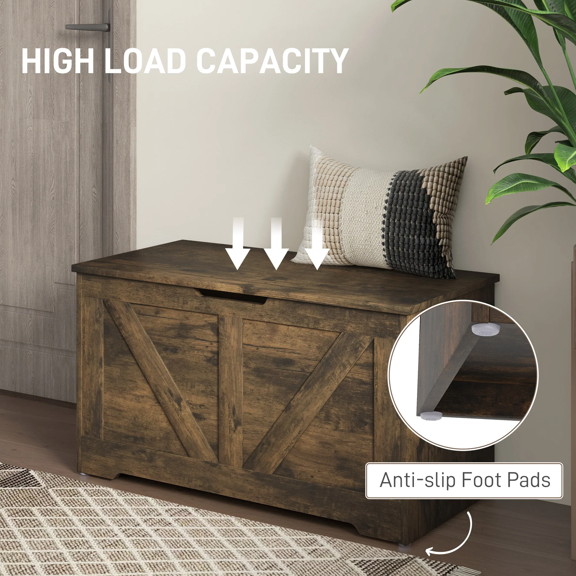 HOMCOM Storage Trunk For Living Room, With Safety Hinges 80cm - Image 33