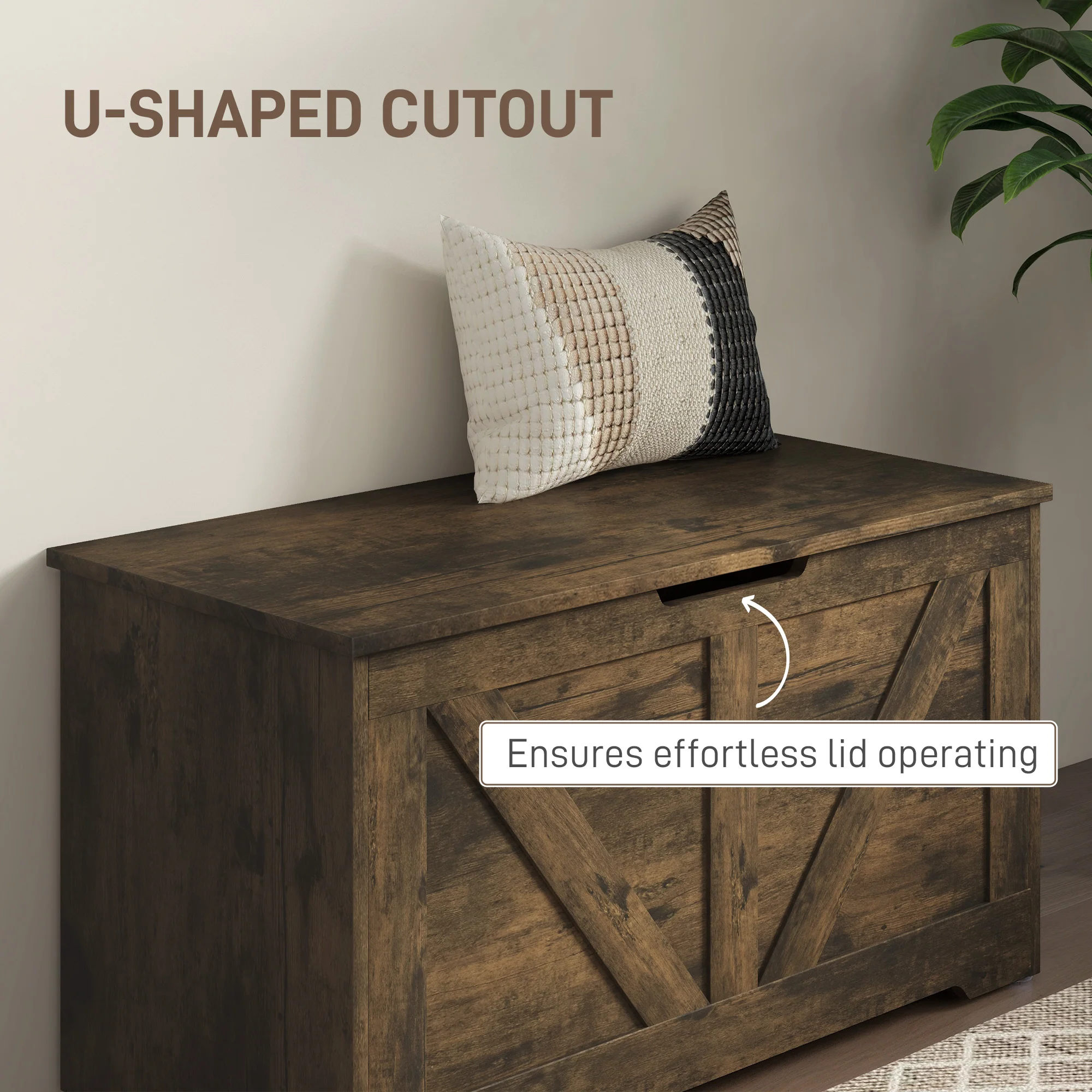 HOMCOM Storage Trunk For Living Room, With Safety Hinges 80cm - Image 34