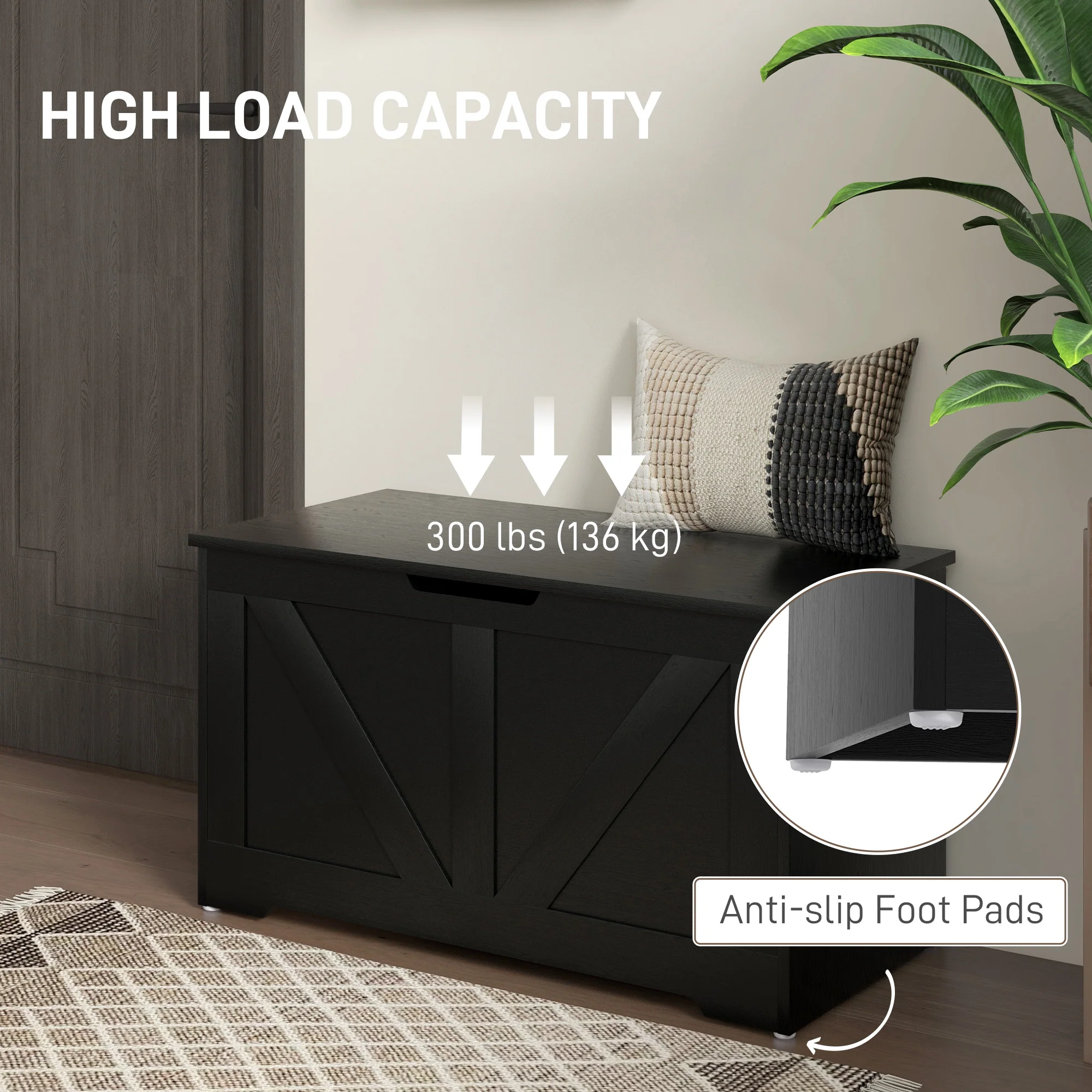HOMCOM Storage Trunk For Living Room, With Safety Hinges 80cm - Image 6