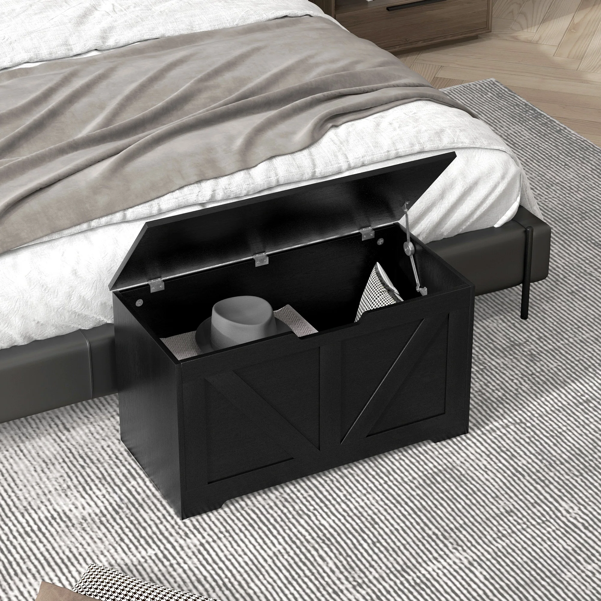 HOMCOM Storage Trunk For Living Room, With Safety Hinges 80cm - Image 8