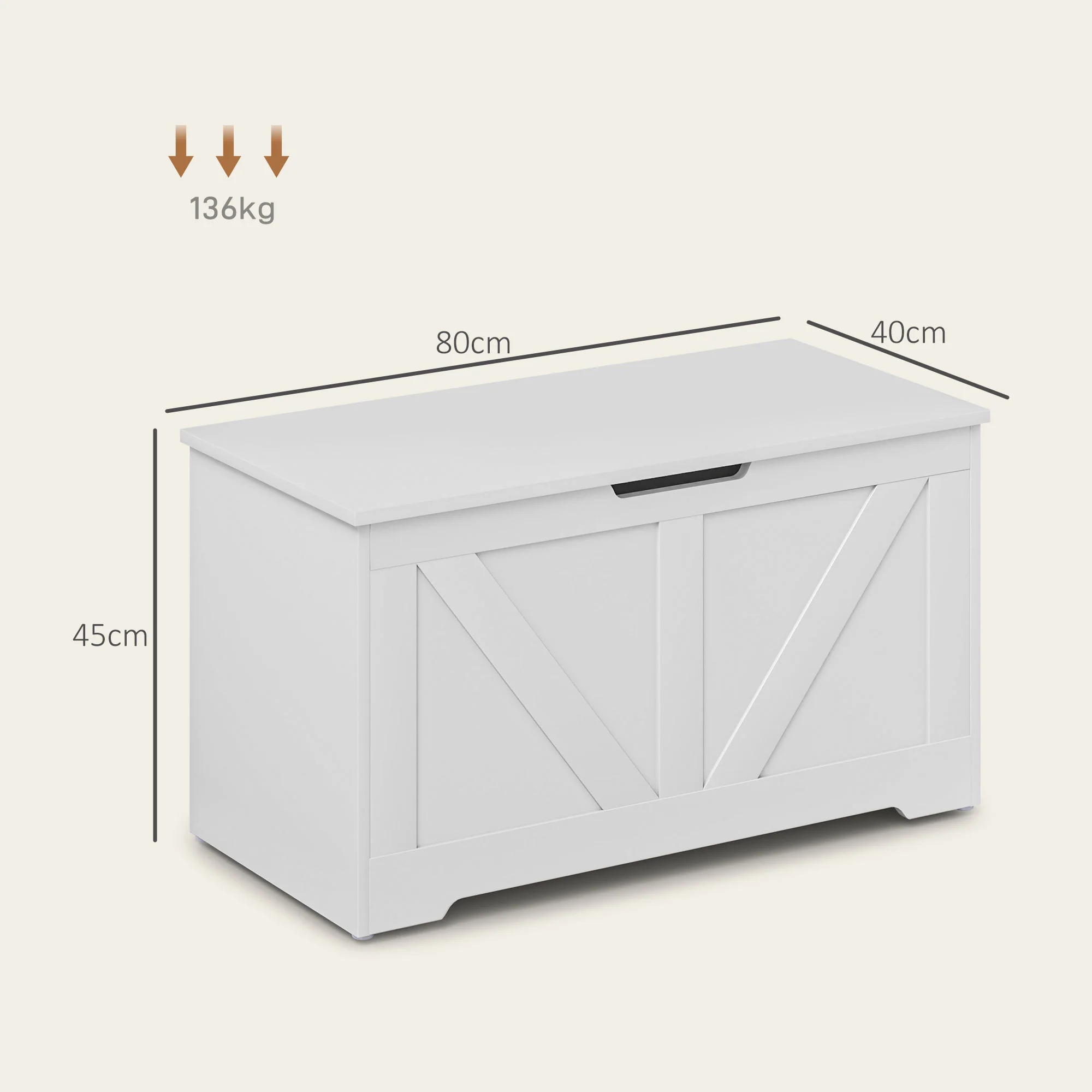 HOMCOM Storage Trunk for Living Room, with Safety Hinges, 80cm - Image 14