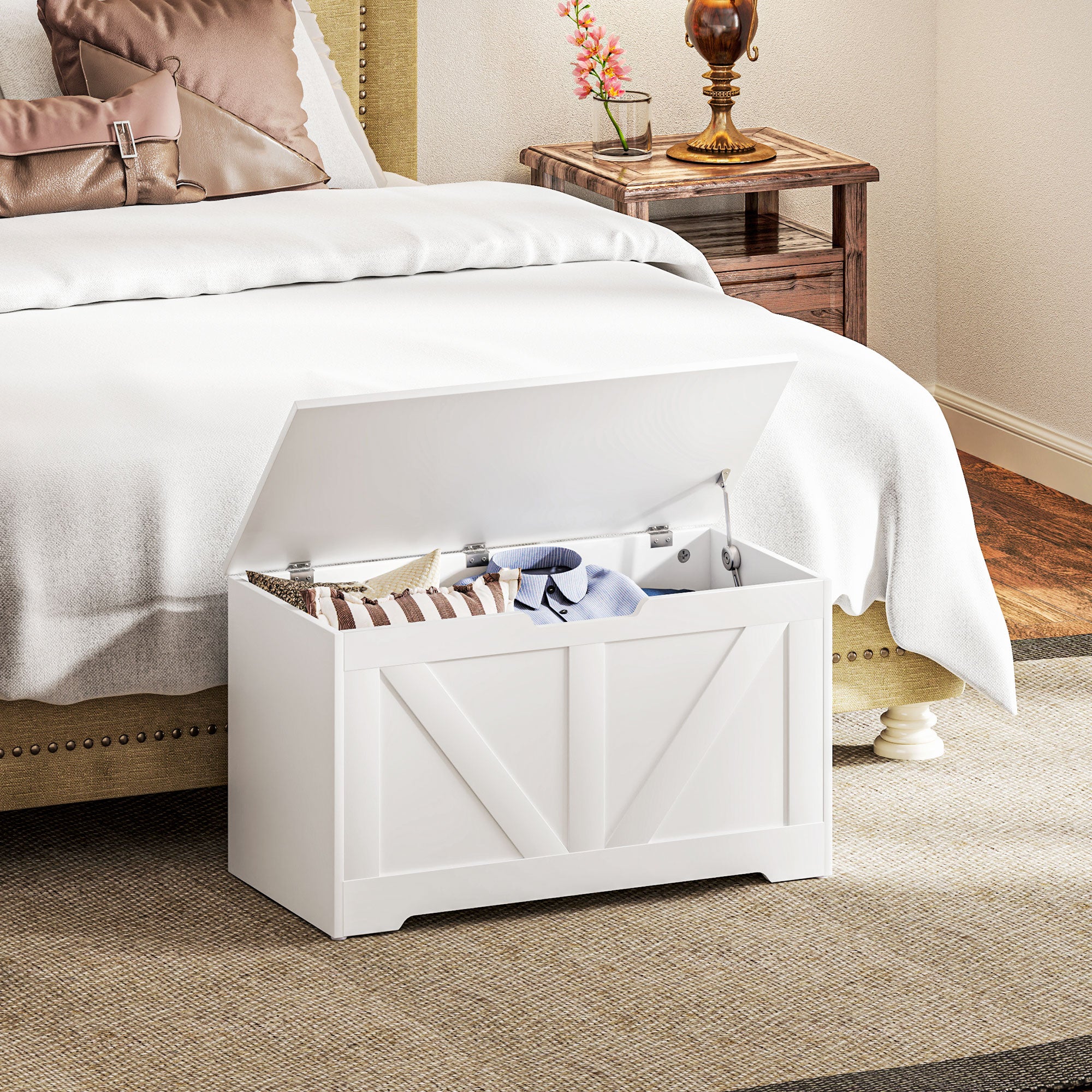 HOMCOM Storage Trunk for Living Room, with Safety Hinges, 80cm - Image 17