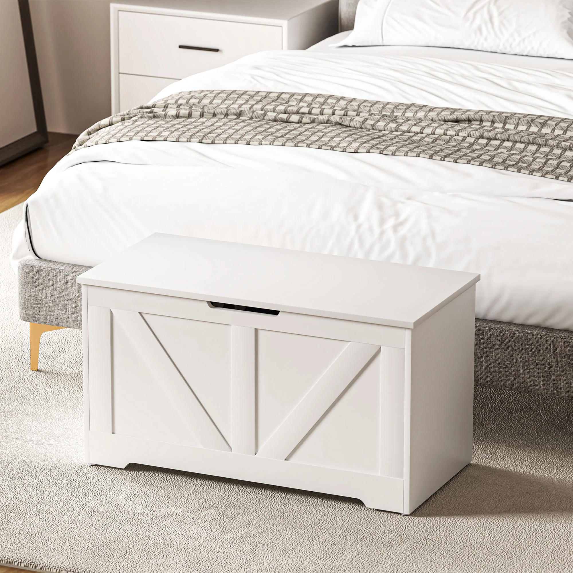 HOMCOM Storage Trunk for Living Room, with Safety Hinges, 80cm - Image 18