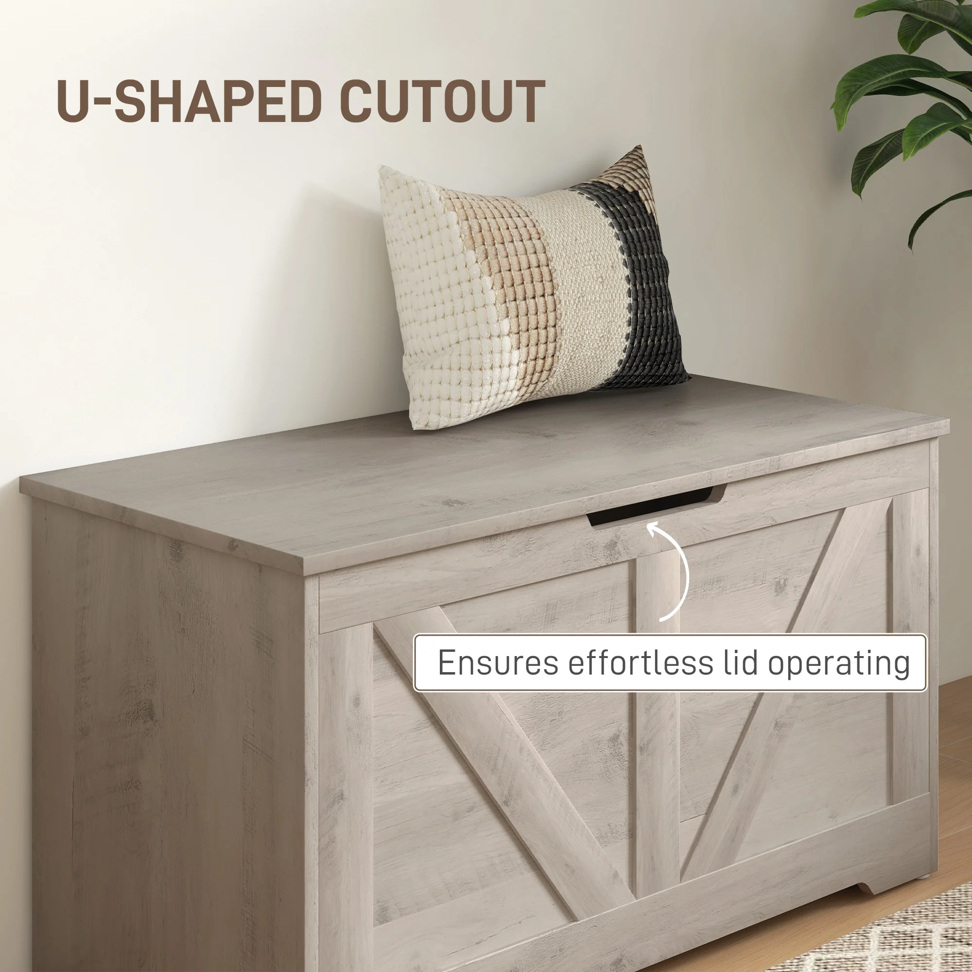 HOMCOM Storage Trunk for Living Room, with Safety Hinges, 80cm - Image 7