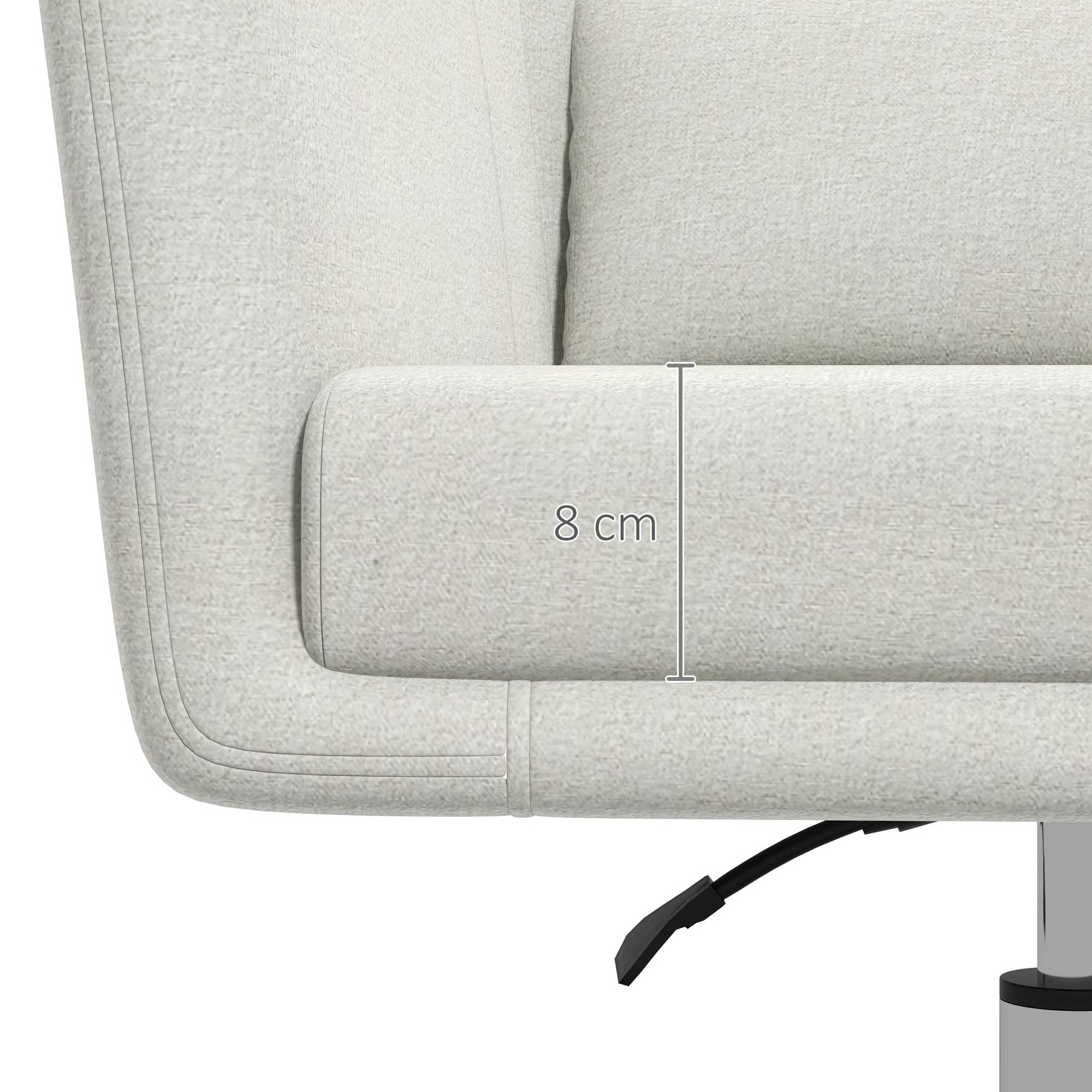 HOMCOM Stylish Retro Linen Swivel Tub Chair Steel Frame Cushion Seat Cream Whit - Image 8