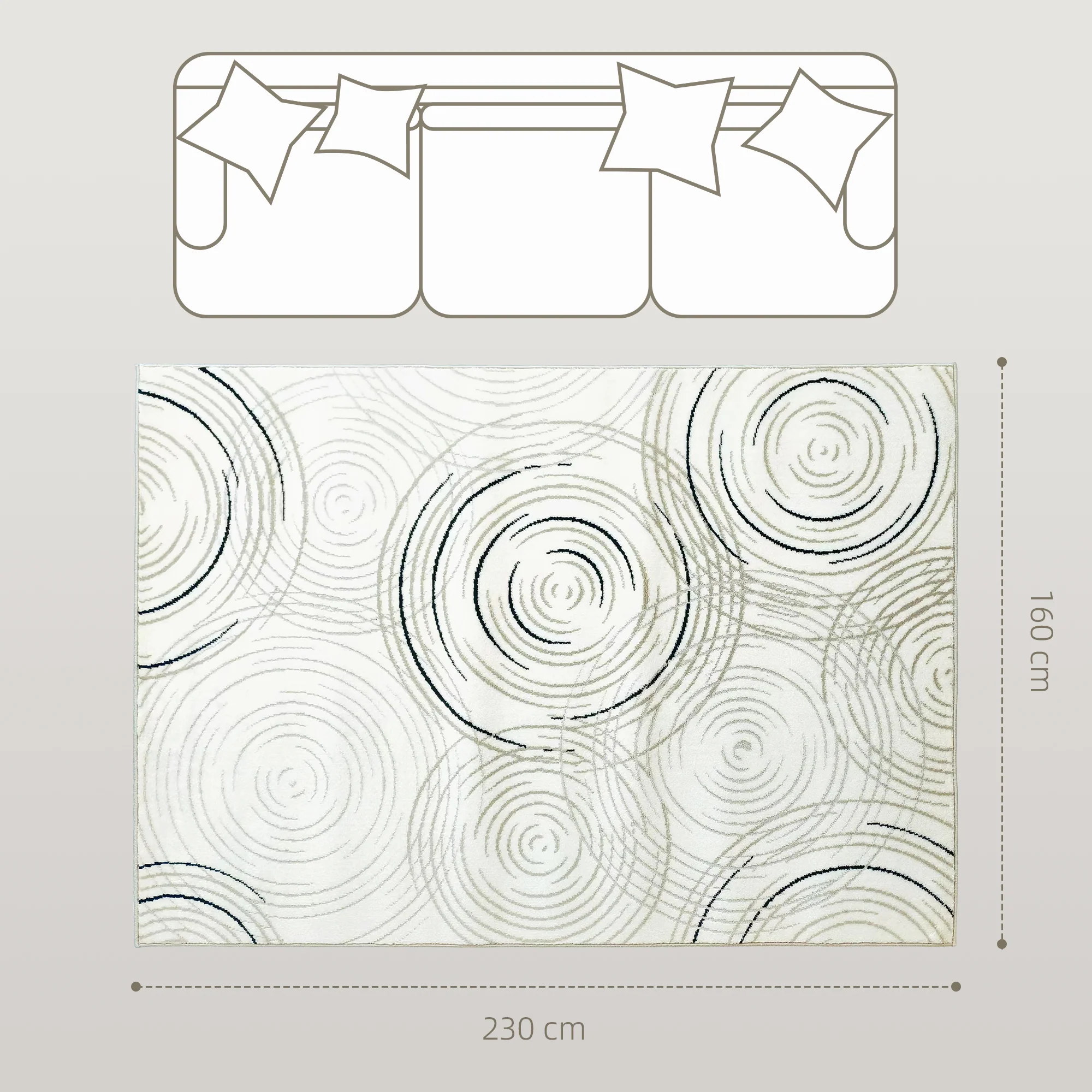 HOMCOM Swirl Pattern Washable Rug, Allergy-Friendly Floor Carpet, Cream - Image 14
