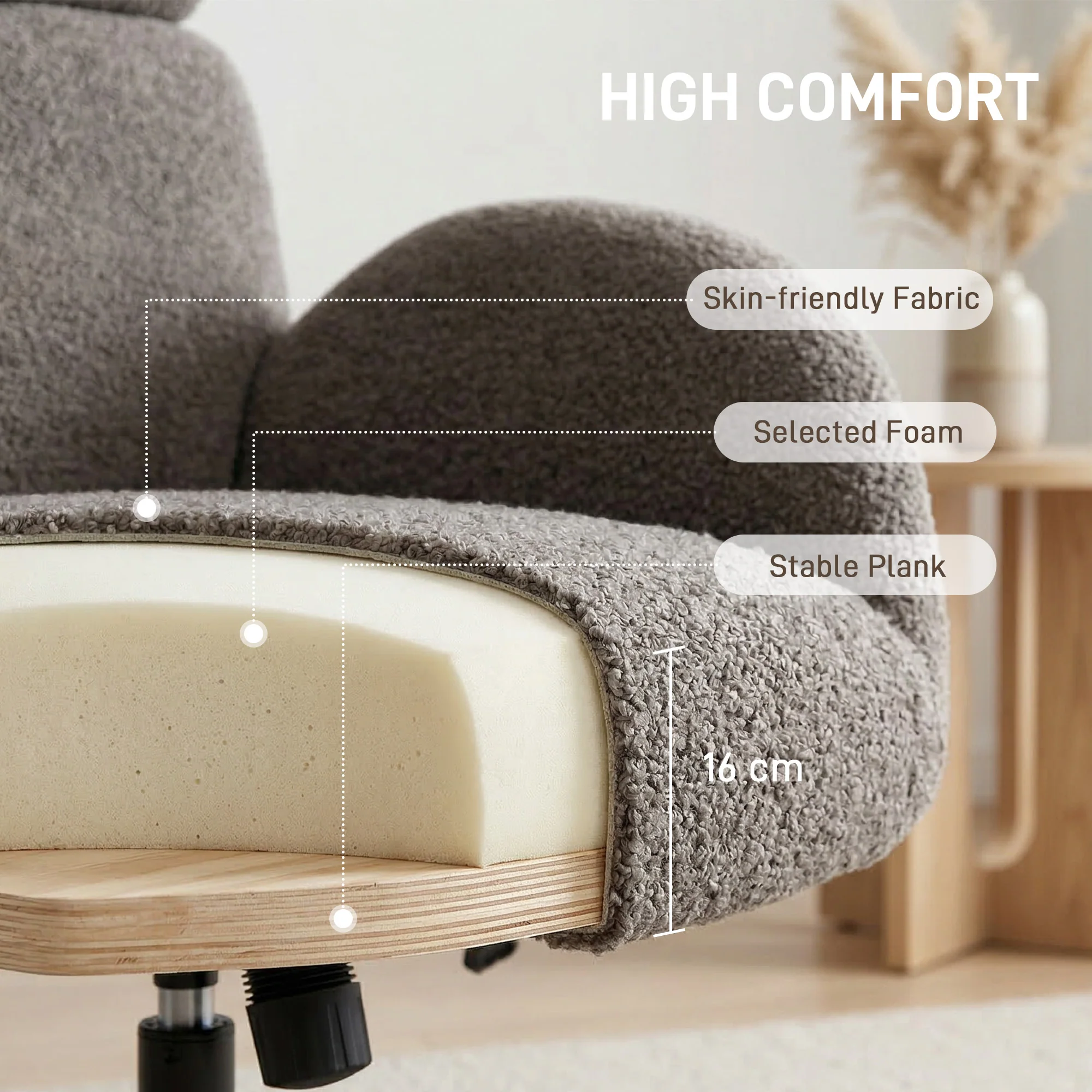 HOMCOM Swivel Armchair with Footstool, Rocking Accent Chair, Grey - Image 4