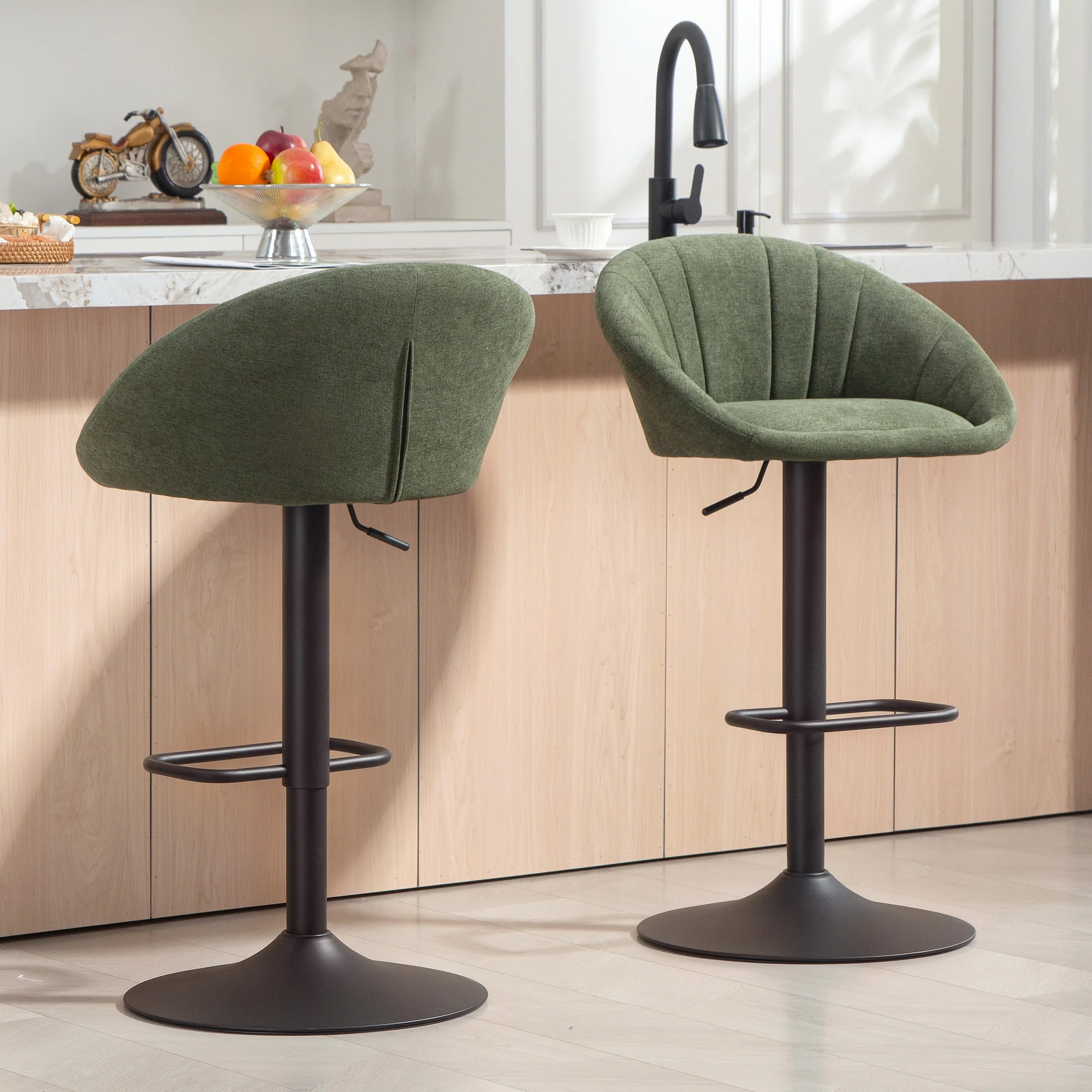 HOMCOM Swivel Bar Stools Set Of 2 Height Adjustable Bar Chairs - Image 17