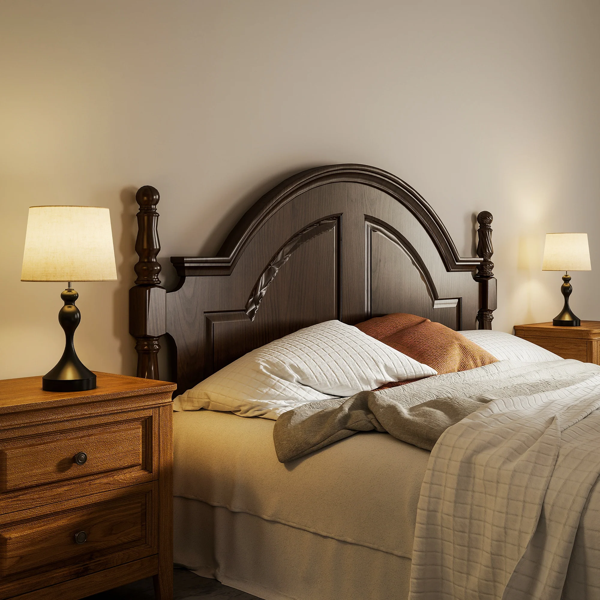 HOMCOM Table Lamps Set Of 2, Modern Bedside Lamps With USB Ports, Black - Image 9
