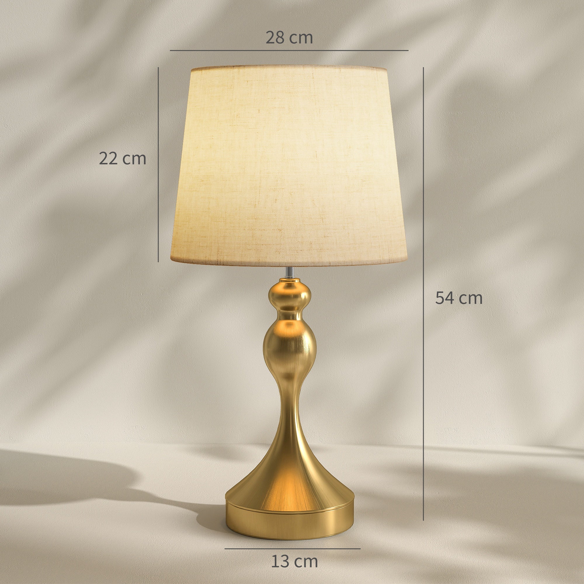 HOMCOM Table Lamps Set Of 2, Modern Bedside Lamps With USB Ports, Gold Tone - Image 4