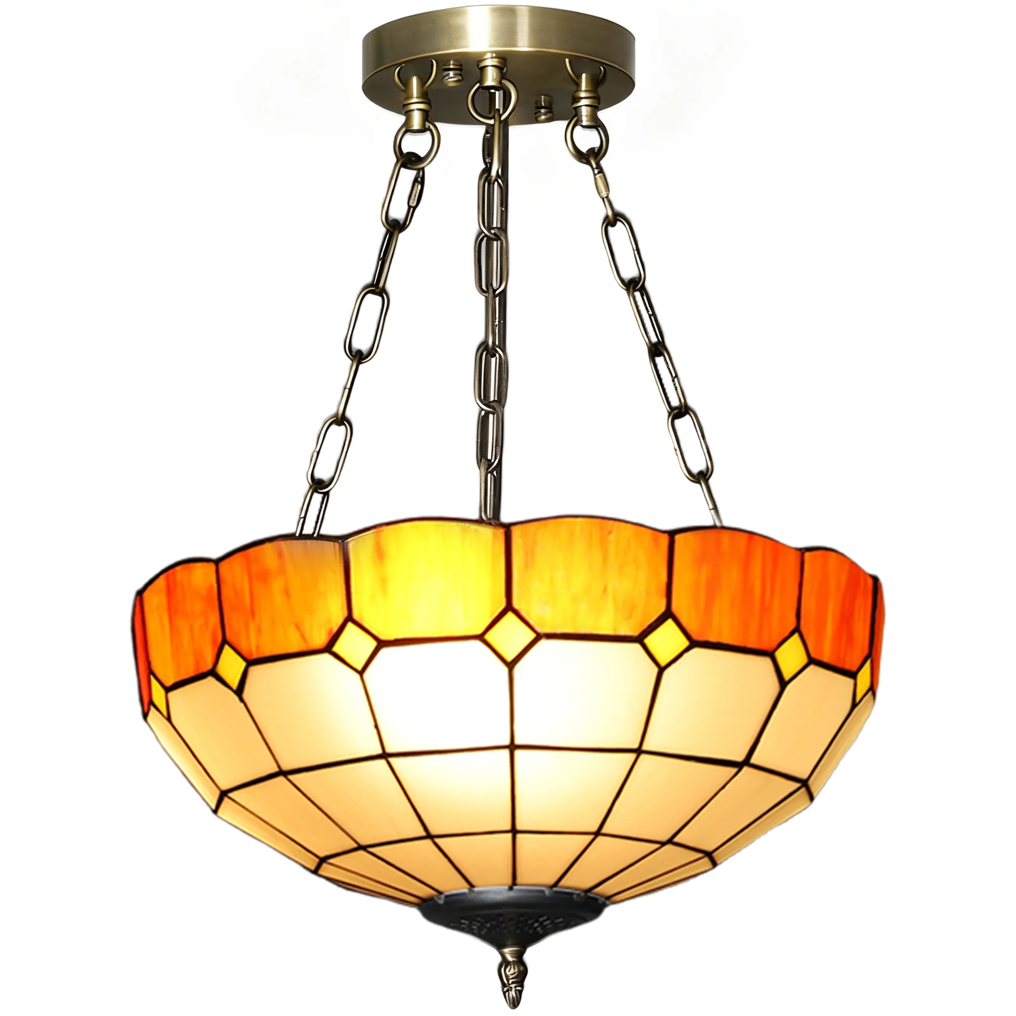 HOMCOM Tiffany Style Ceiling Light, Vintage Chandelier With 3 E27 Sockets