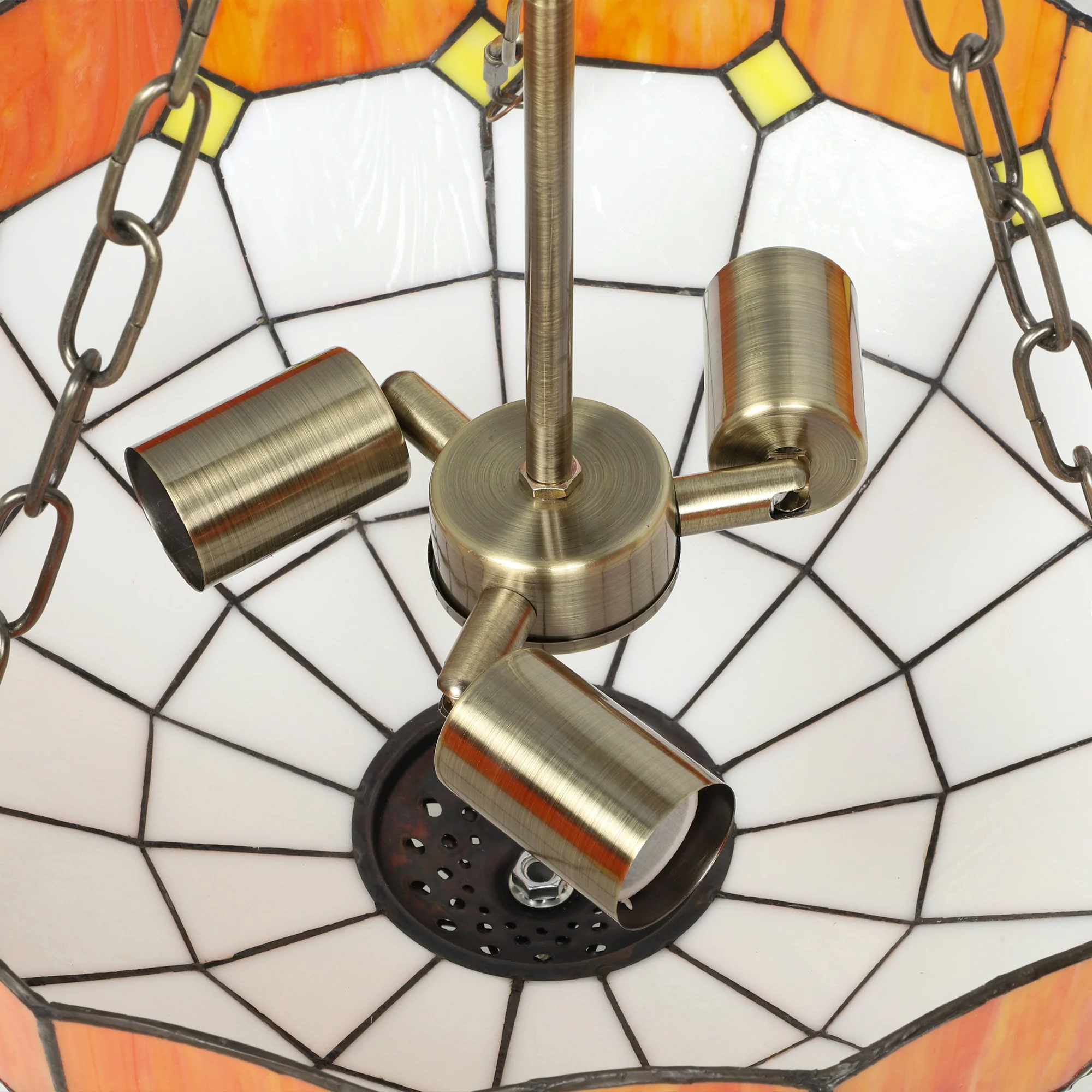 HOMCOM Tiffany Style Ceiling Light, Vintage Chandelier With 3 E27 Sockets - Image 9
