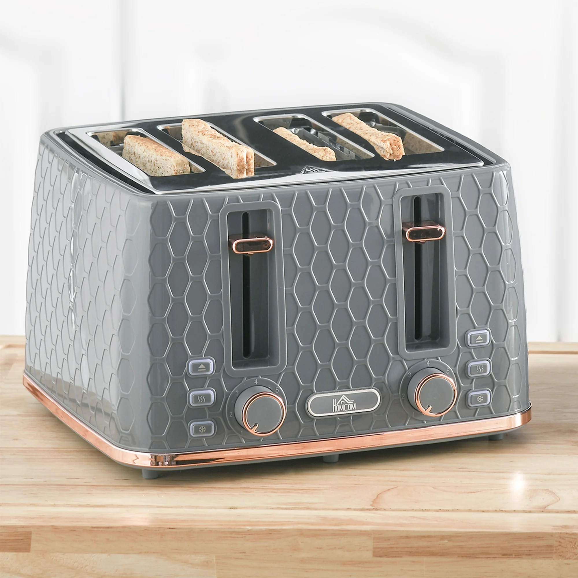 HOMCOM Toaster with 4 Slot, 7 Browning Levels, 1600W, Honeycomb - Image 20