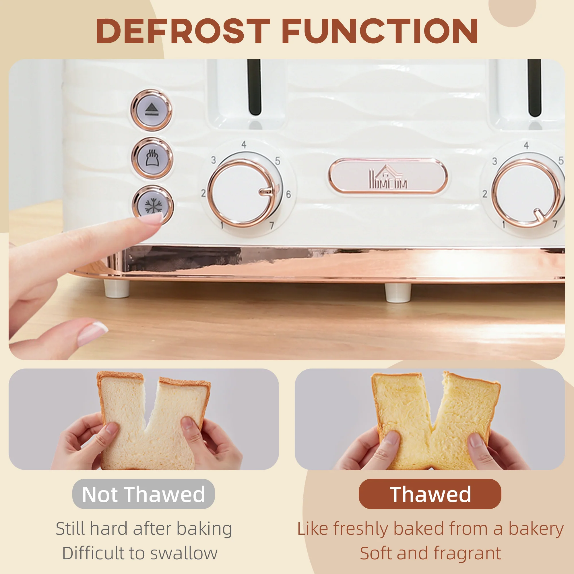 HOMCOM Toaster with 4 Slot, 7 Browning Levels, 1600W, Ripple - Image 13