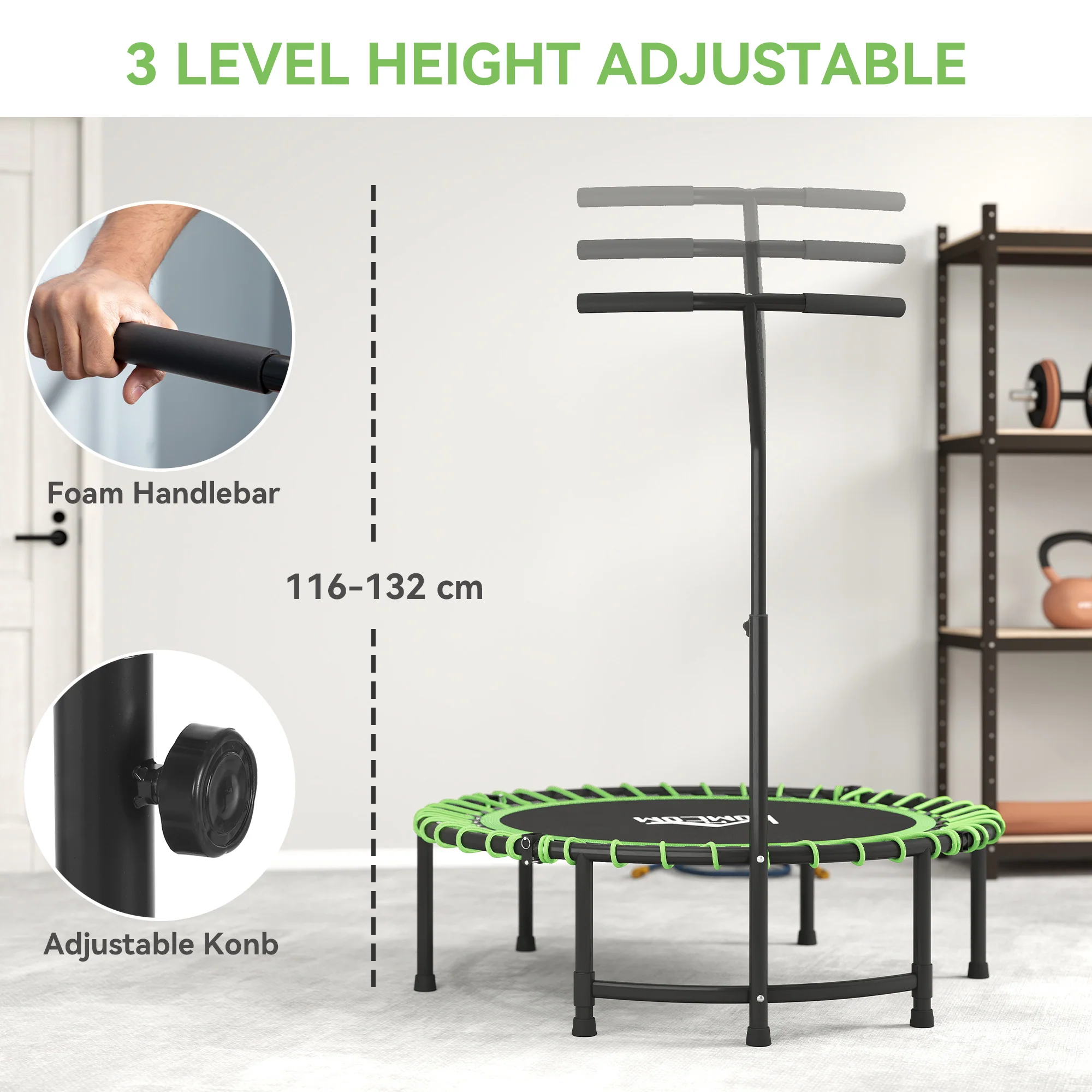 HOMCOM Trampoline Outdoor Bouncer Jumper Adjustable Handle - Image 3