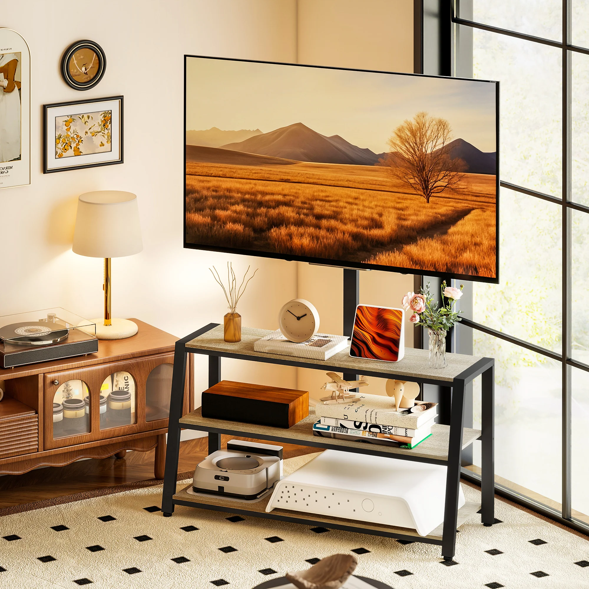 HOMCOM TV Stand Cabinet with Swivel Bracket for 32 - 65 Inch TVs - Image 2