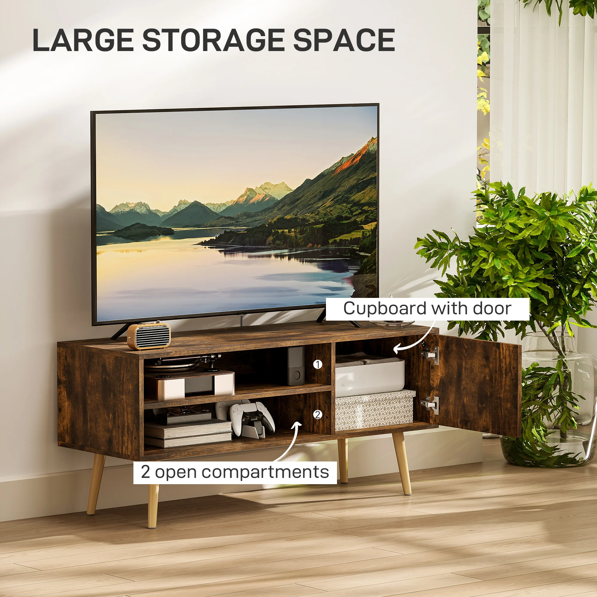 HOMCOM TV Unit Cabinet for TVs up to 55Inches with Cupboard Shelves - Image 12