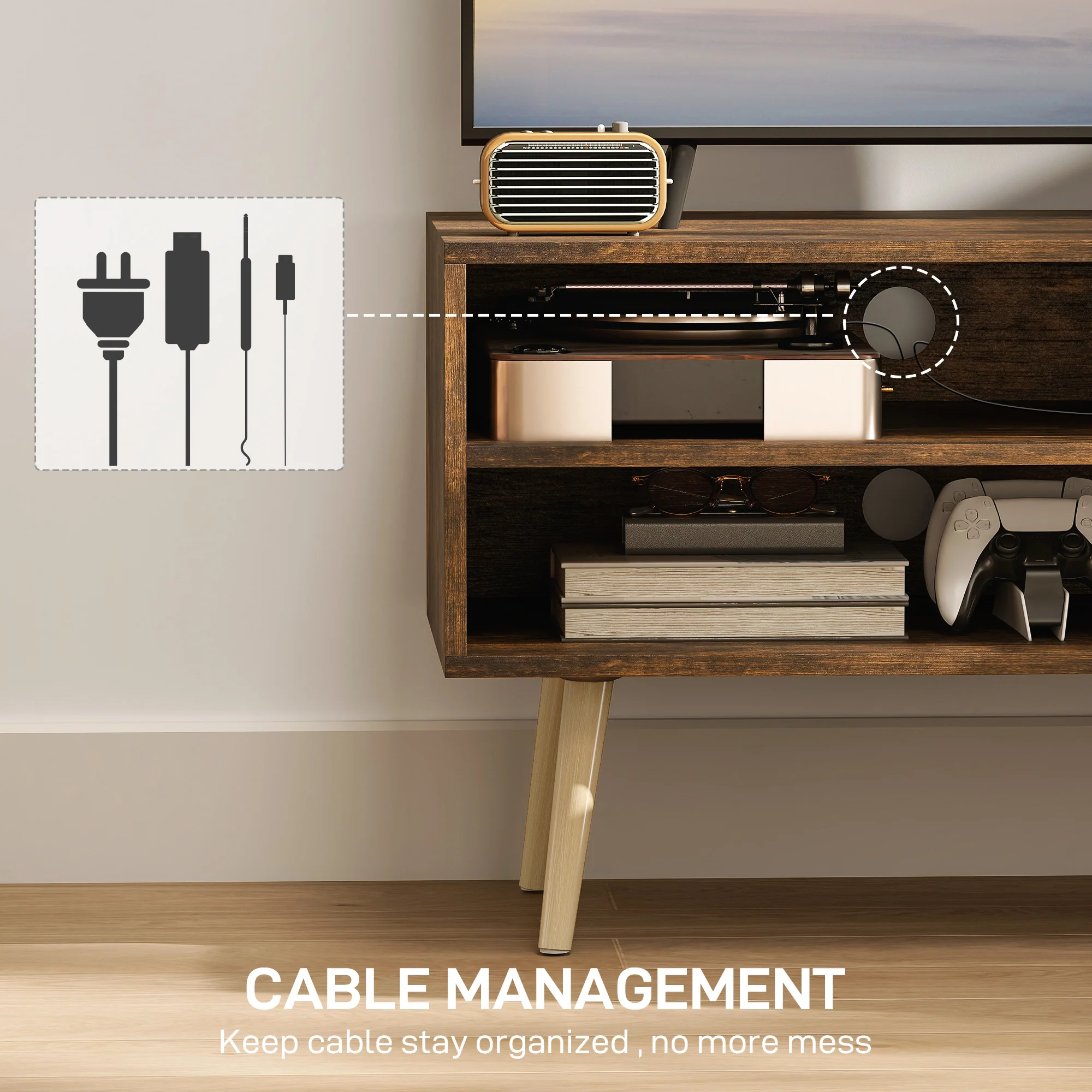 HOMCOM TV Unit Cabinet for TVs up to 55Inches with Cupboard Shelves - Image 13