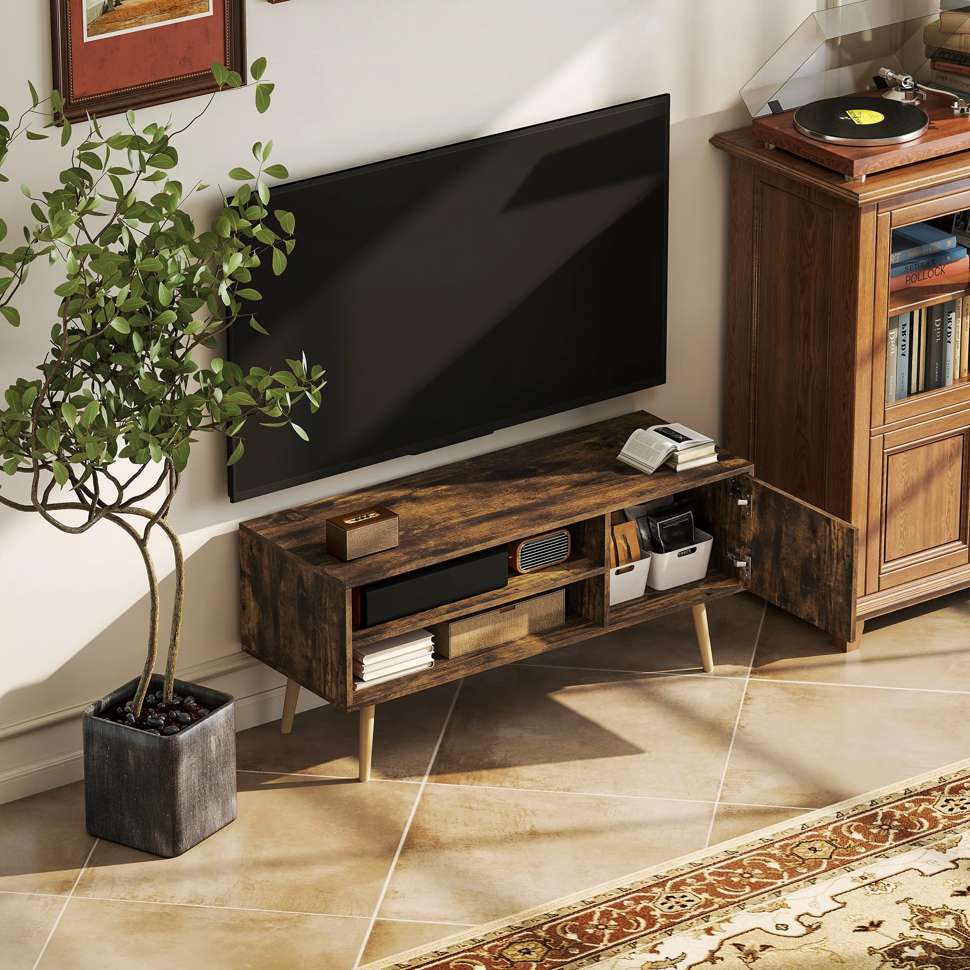 HOMCOM TV Unit Cabinet for TVs up to 55Inches with Cupboard Shelves - Image 17
