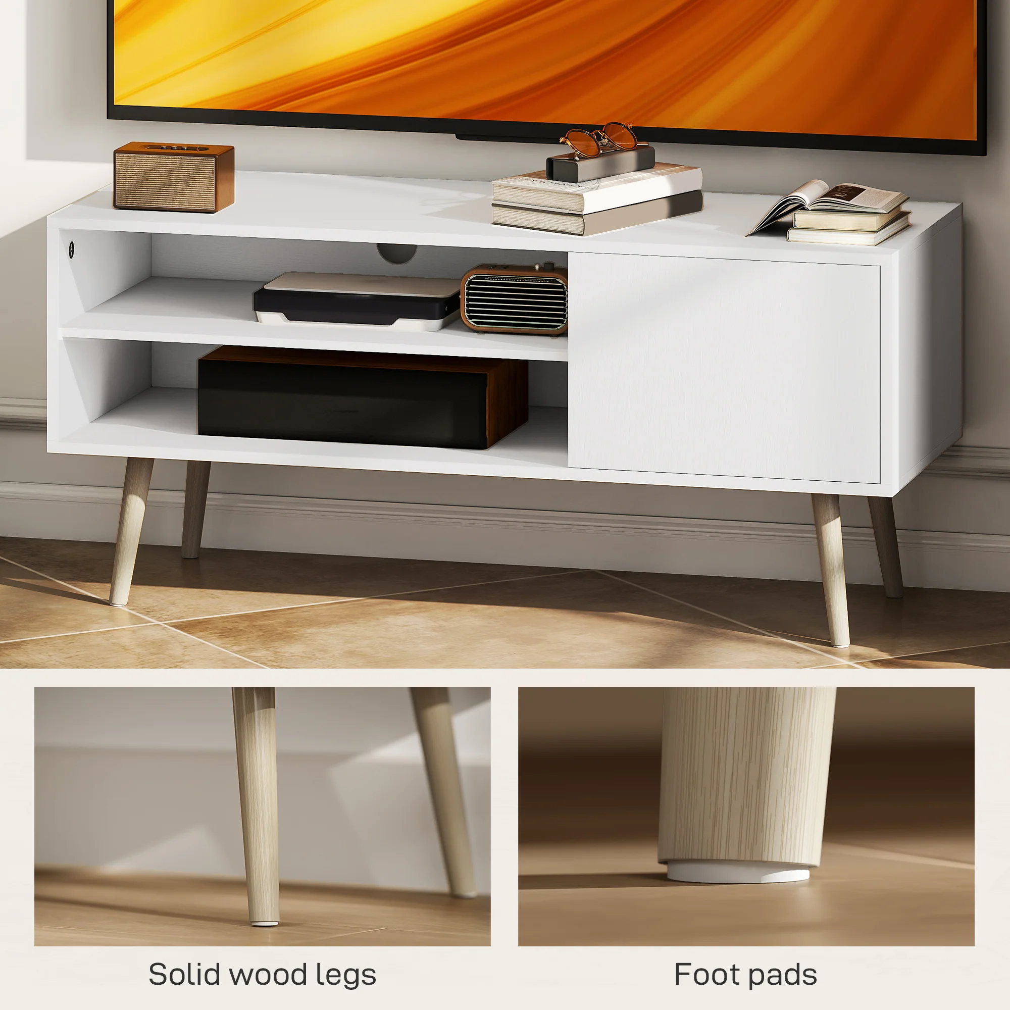 HOMCOM TV Unit Cabinet for TVs up to 55Inches with Cupboard Shelves - Image 6
