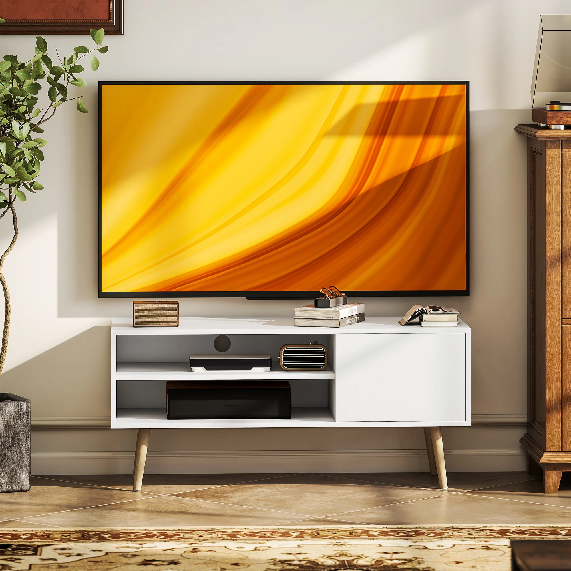 HOMCOM TV Unit Cabinet for TVs up to 55Inches with Cupboard Shelves - Image 7