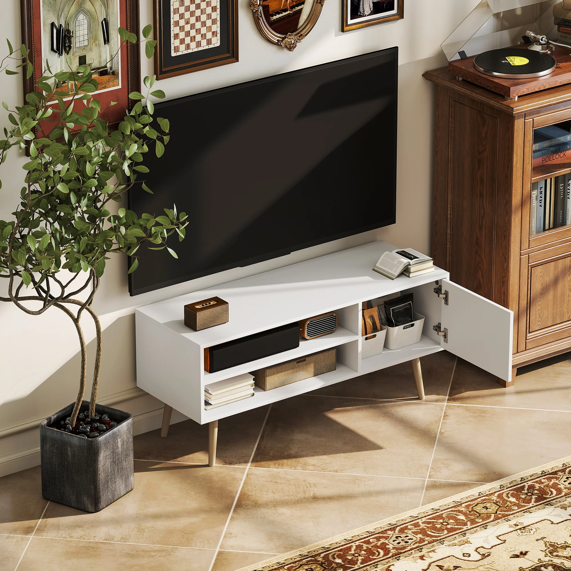 HOMCOM TV Unit Cabinet for TVs up to 55Inches with Cupboard Shelves - Image 8