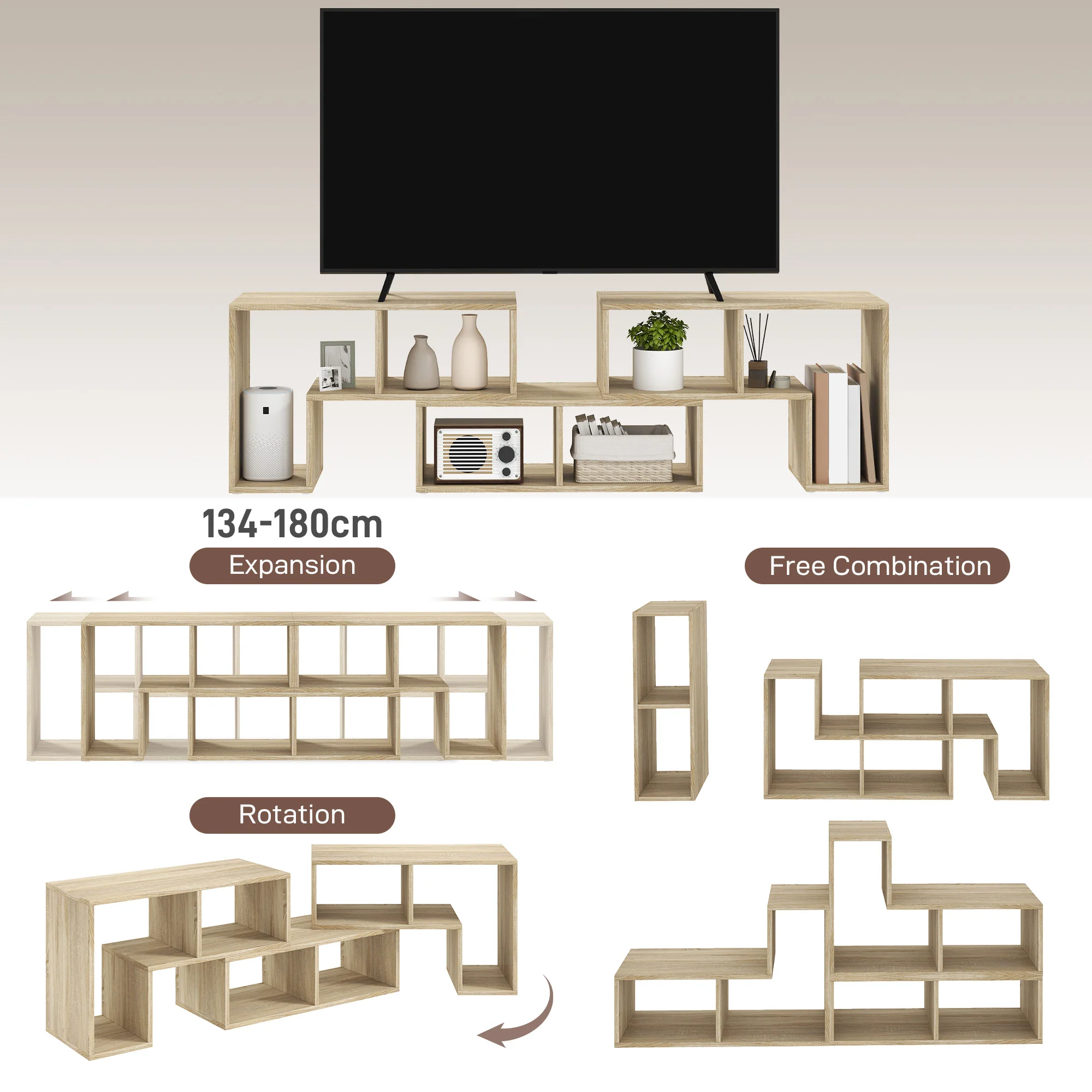 HOMCOM TV Unit for TVs up to 75 Inches, Free Combination TV Stand - Image 12