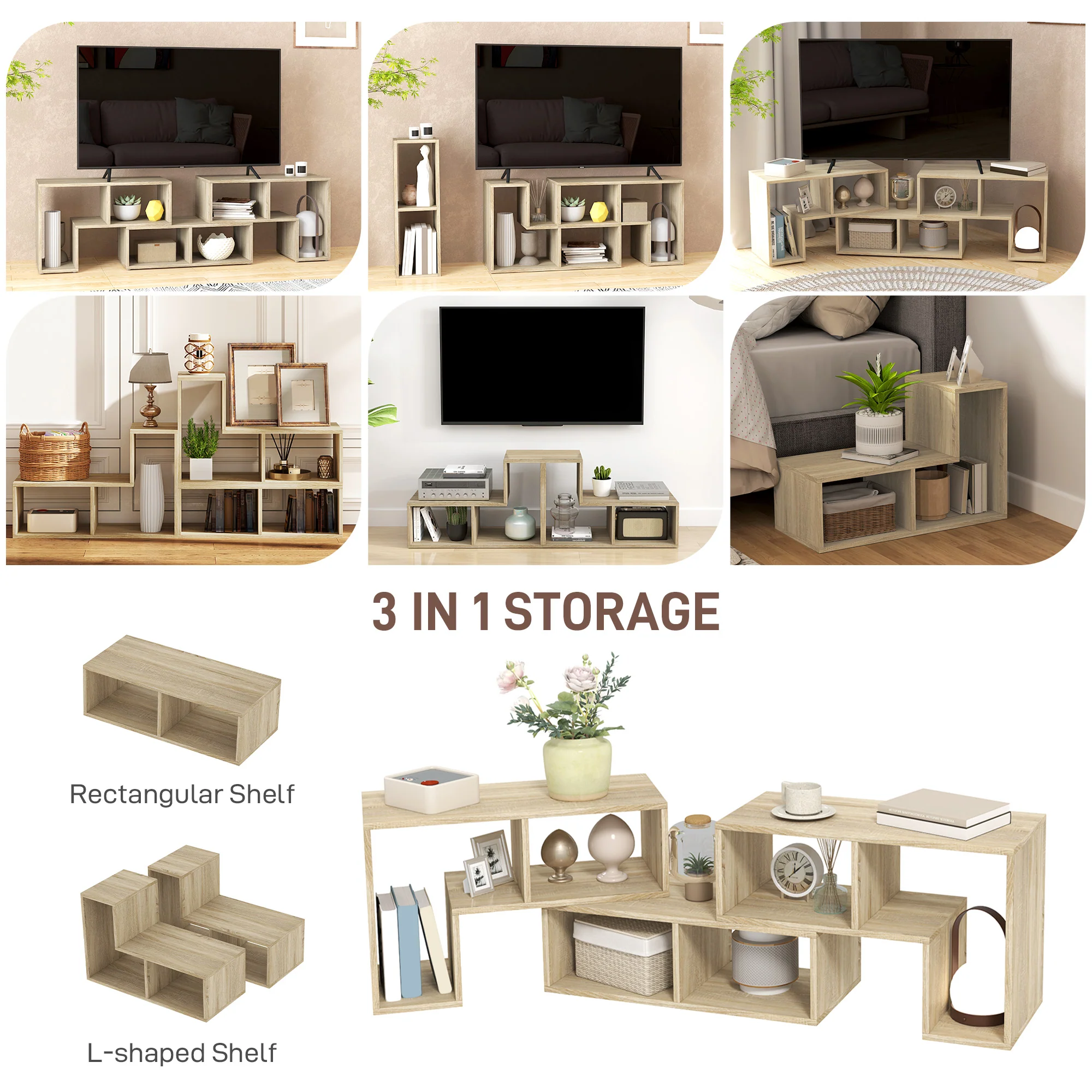HOMCOM TV Unit for TVs up to 75 Inches, Free Combination TV Stand - Image 13