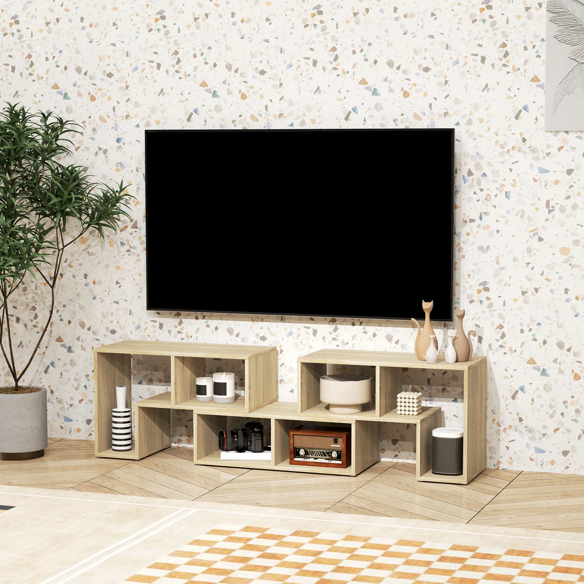 HOMCOM TV Unit for TVs up to 75 Inches, Free Combination TV Stand - Image 15