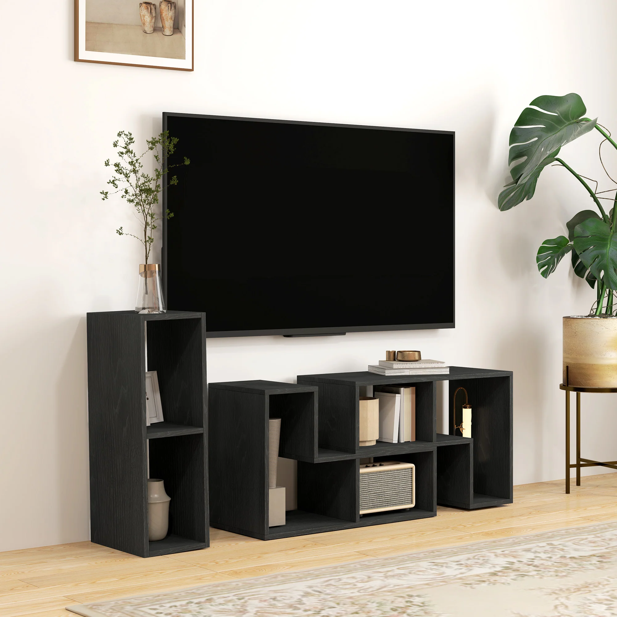 HOMCOM TV Unit for TVs up to 75 Inches, Free Combination TV Stand - Image 2