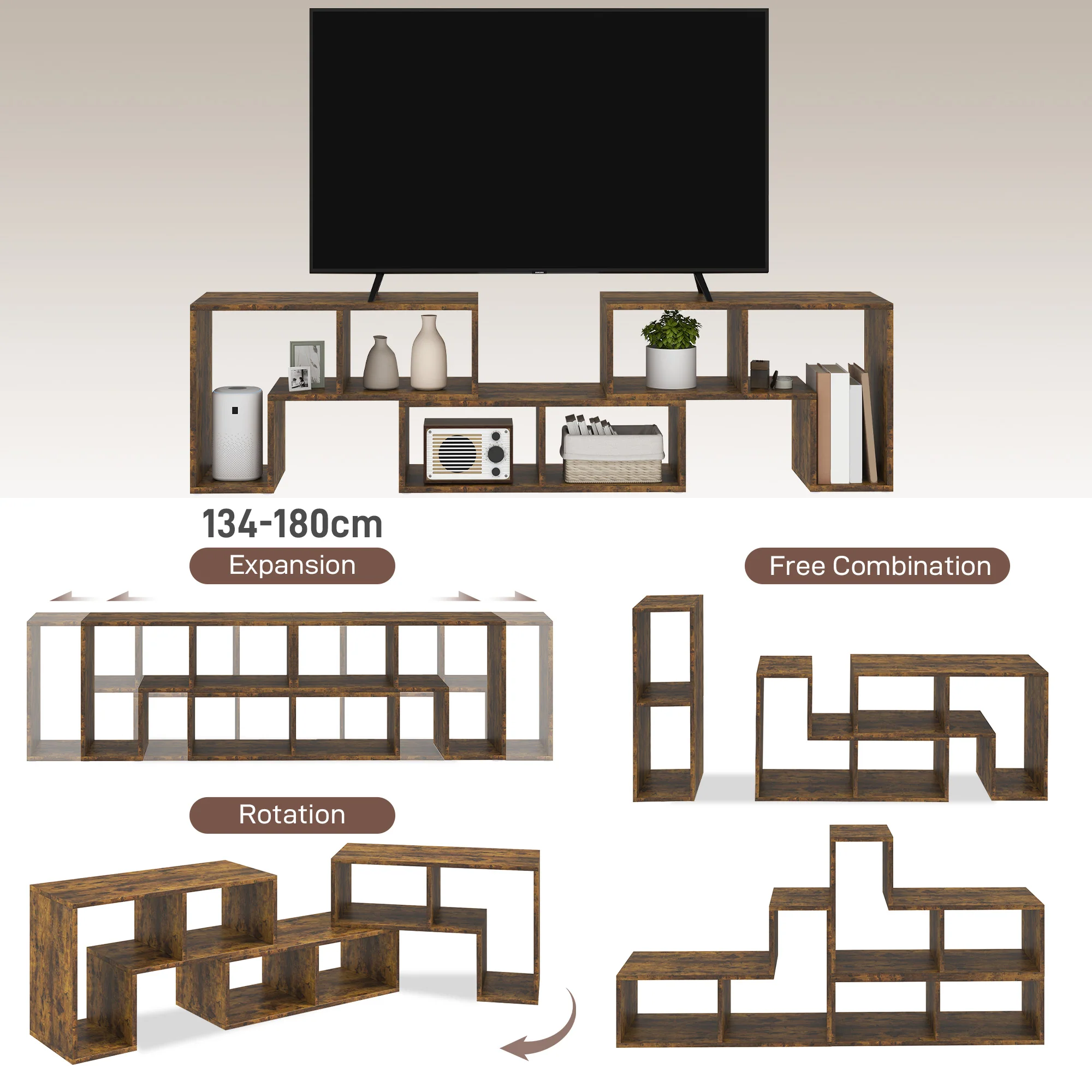 HOMCOM TV Unit for TVs up to 75 Inches, Free Combination TV Stand - Image 21