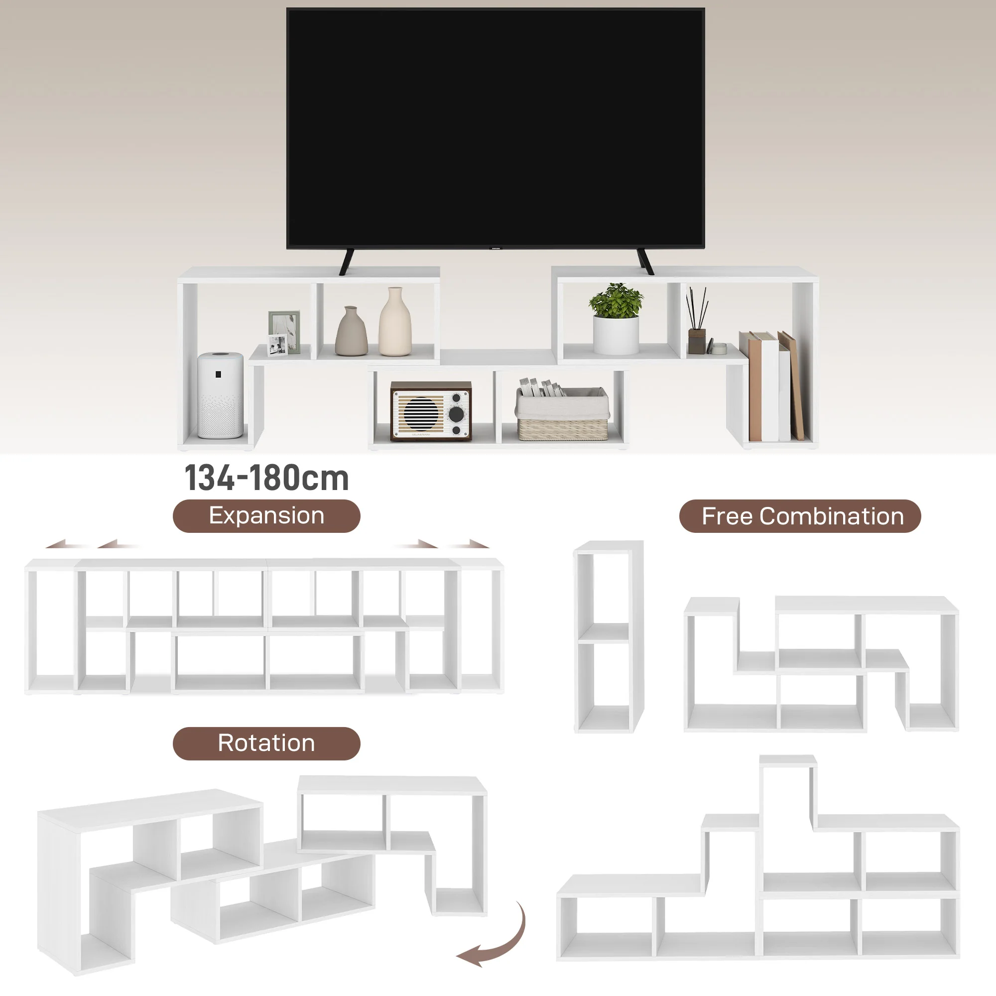 HOMCOM TV Unit for TVs up to 75 Inches, Free Combination TV Stand - Image 30