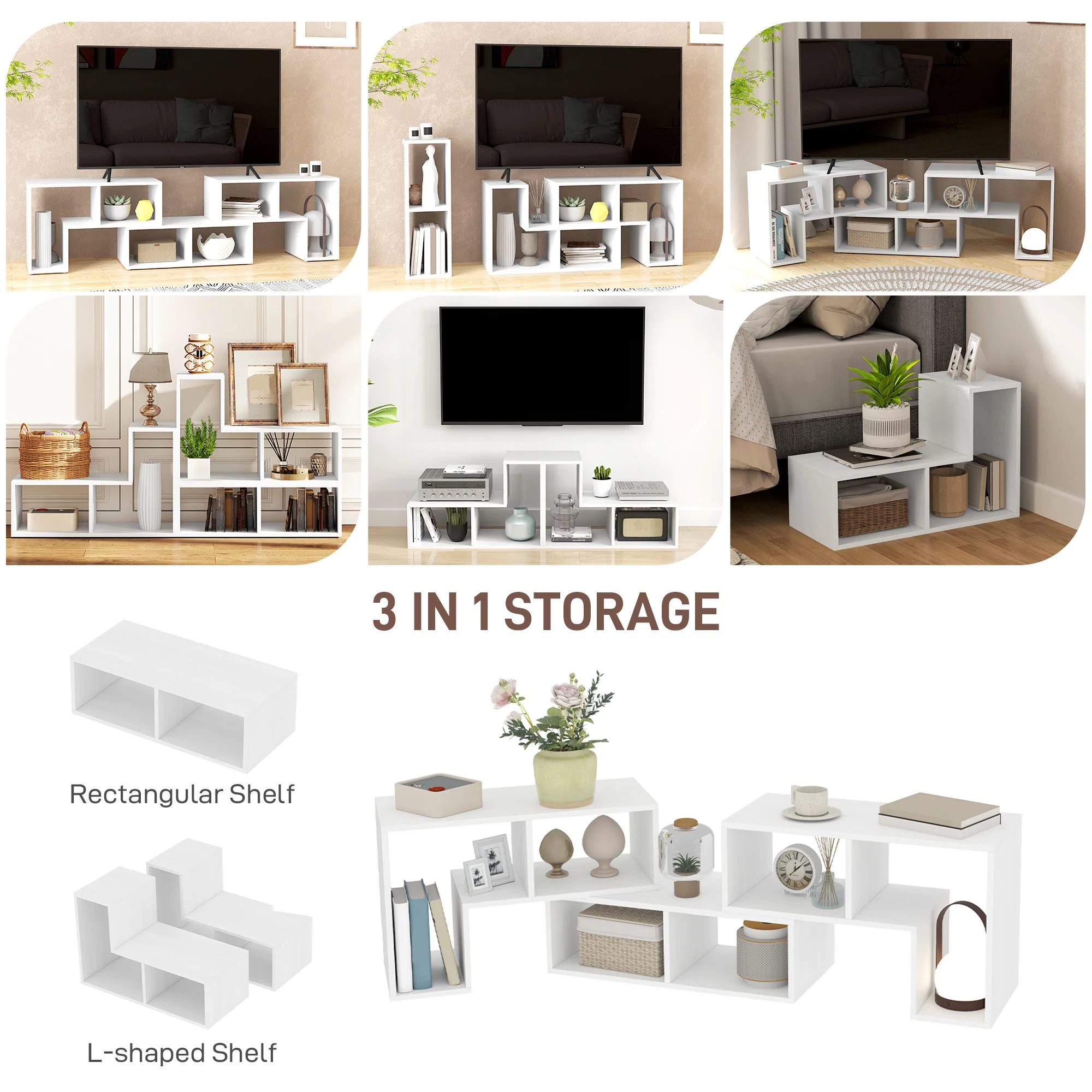 HOMCOM TV Unit for TVs up to 75 Inches, Free Combination TV Stand - Image 31