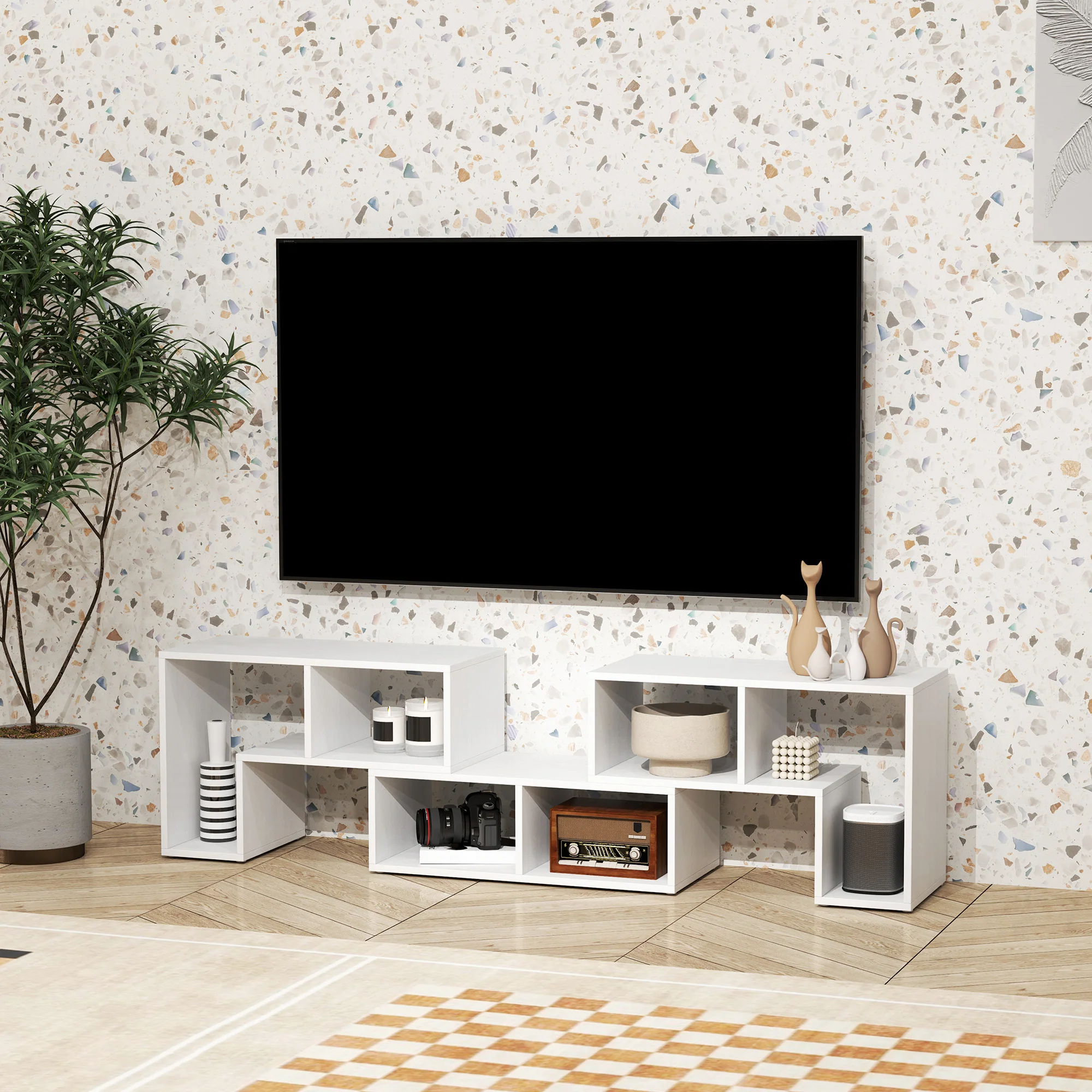 HOMCOM TV Unit for TVs up to 75 Inches, Free Combination TV Stand - Image 33