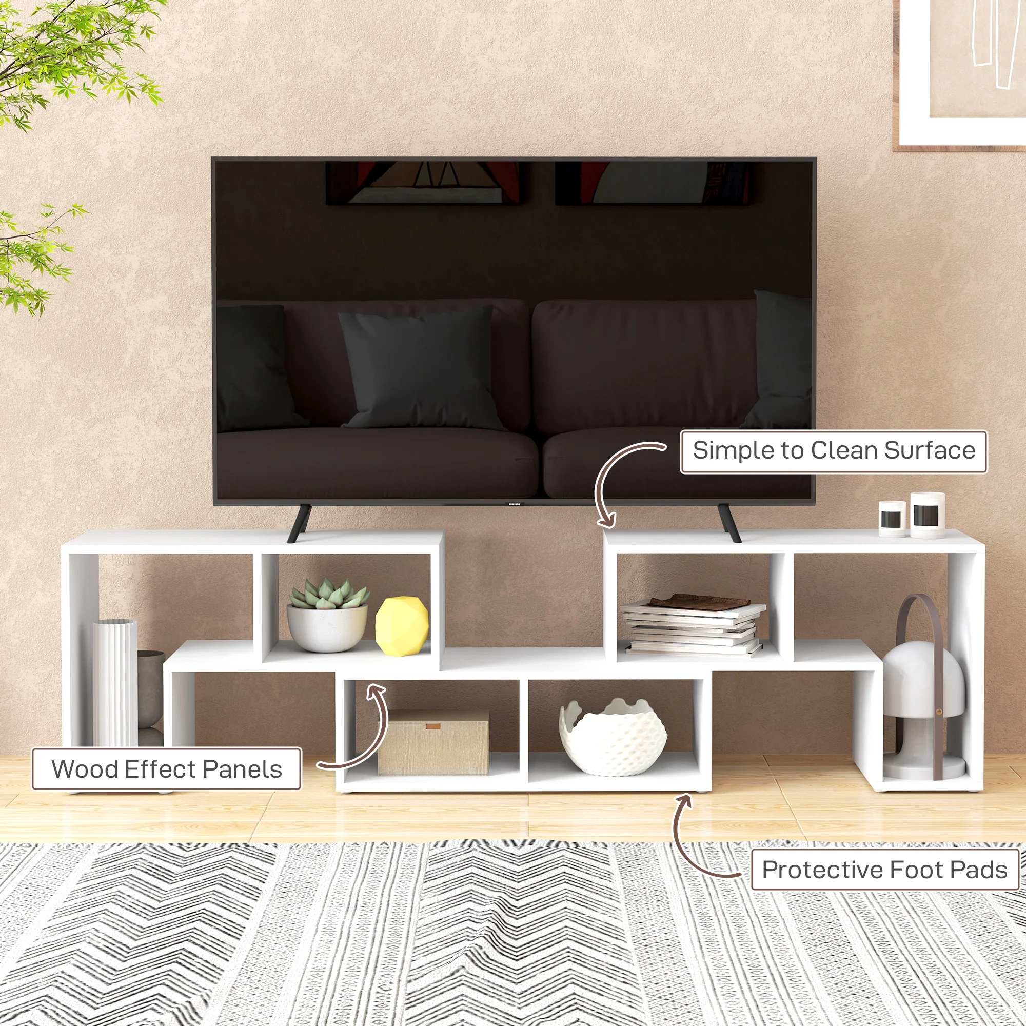 HOMCOM TV Unit for TVs up to 75 Inches, Free Combination TV Stand - Image 34