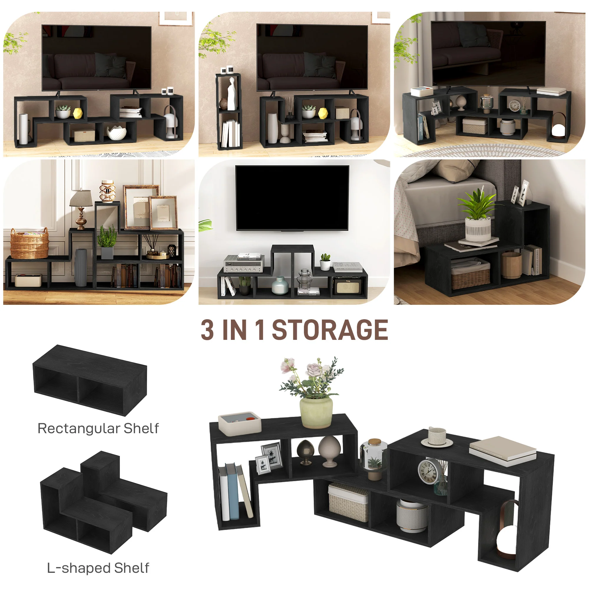 HOMCOM TV Unit for TVs up to 75 Inches, Free Combination TV Stand - Image 4